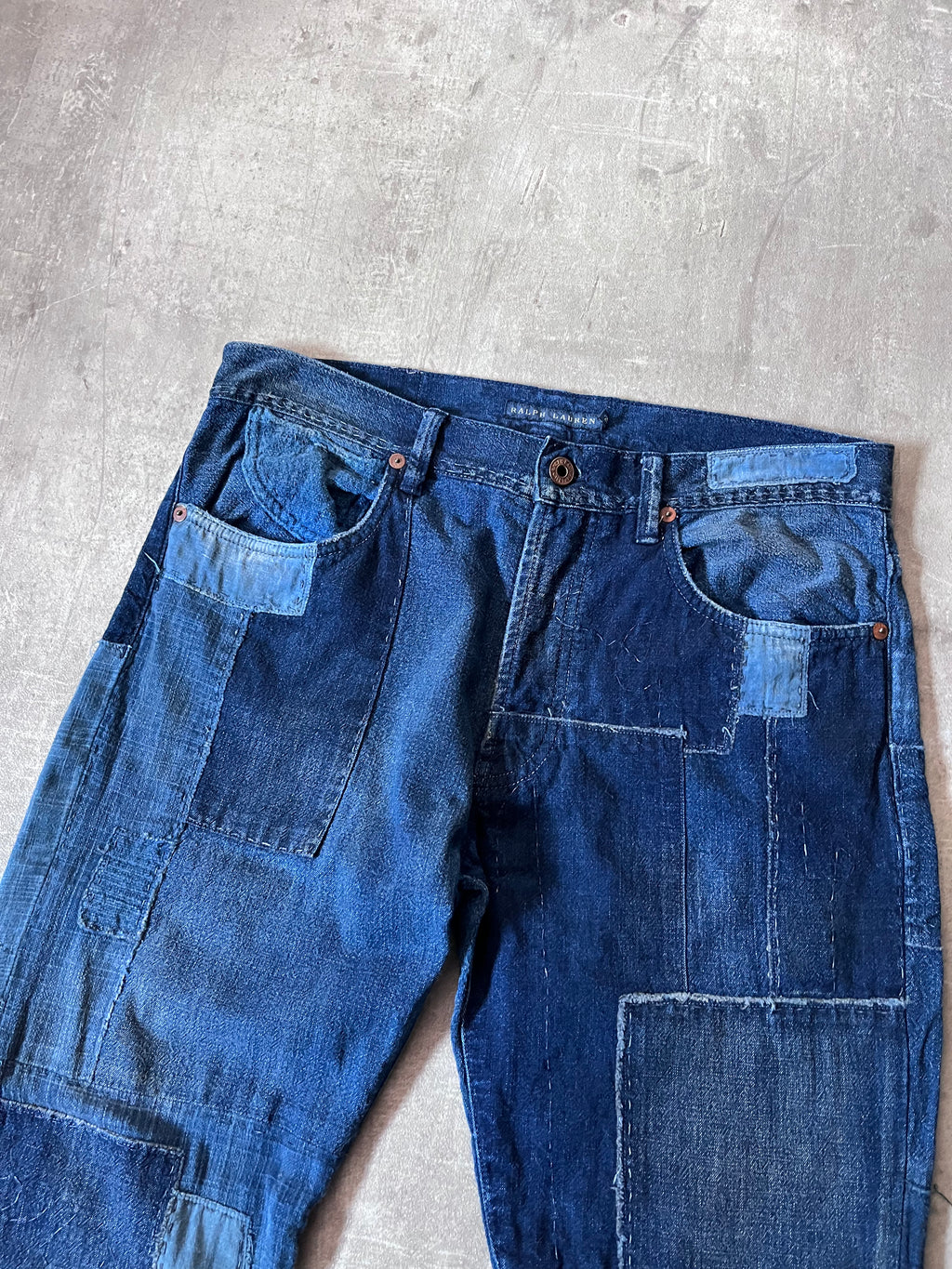 Ralph Lauren Vintage Patchwork Denim Pants Navy Men - 29