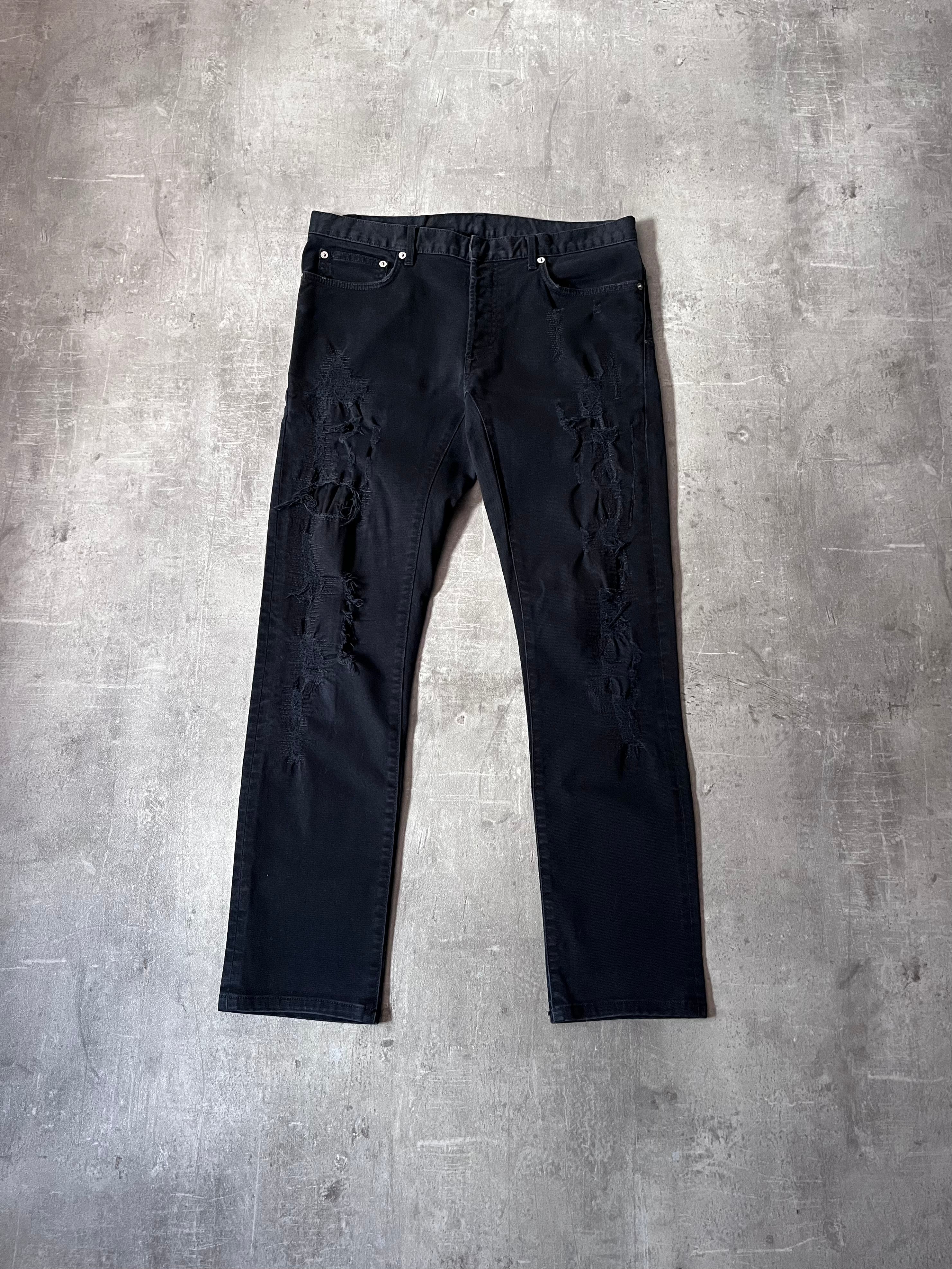 F/W 2014 Dior Homme Stitched Patchwork Jeans Pants Black Men - 32