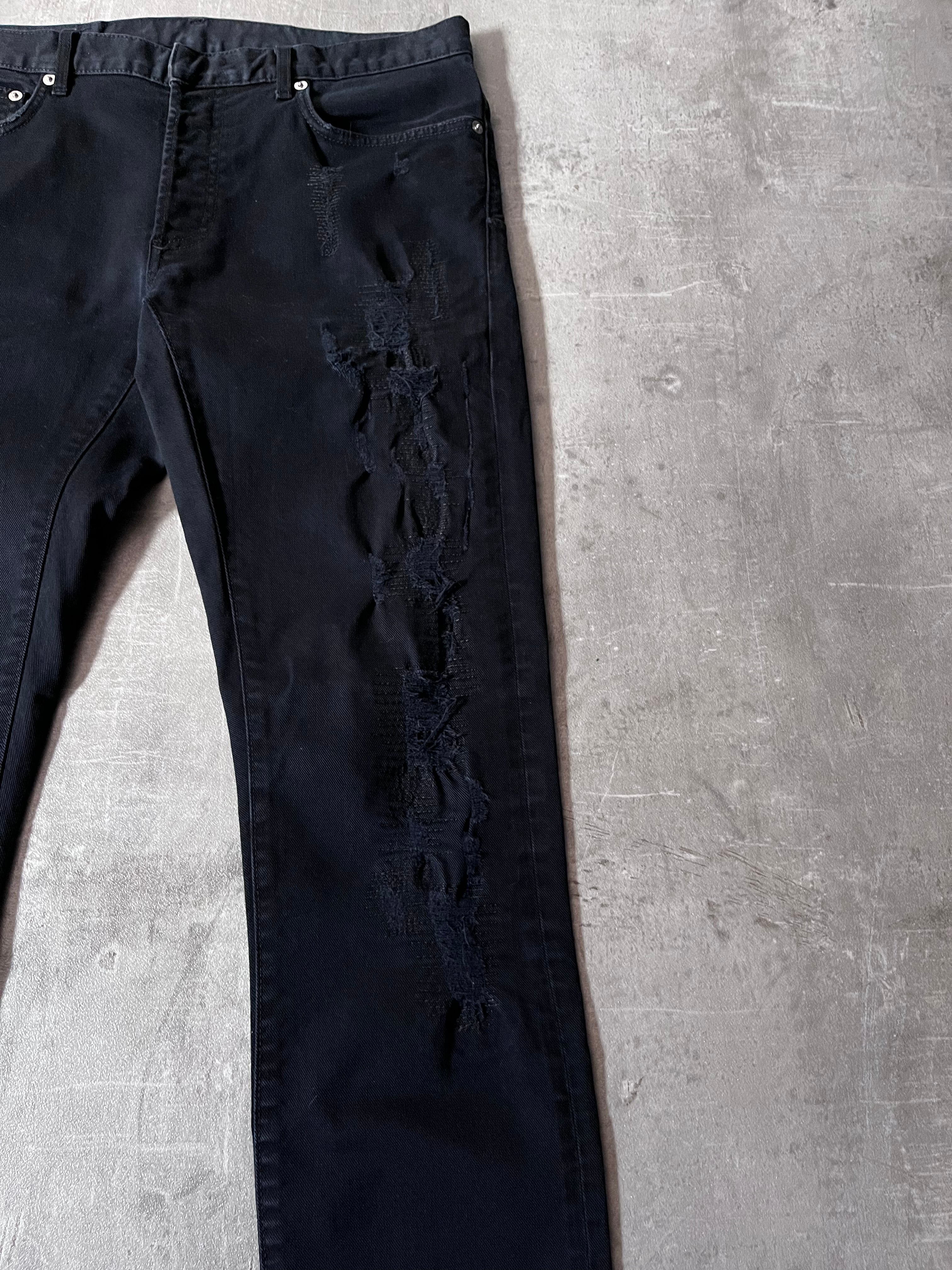 F/W 2014 Dior Homme Stitched Patchwork Jeans Pants Black Men - 32