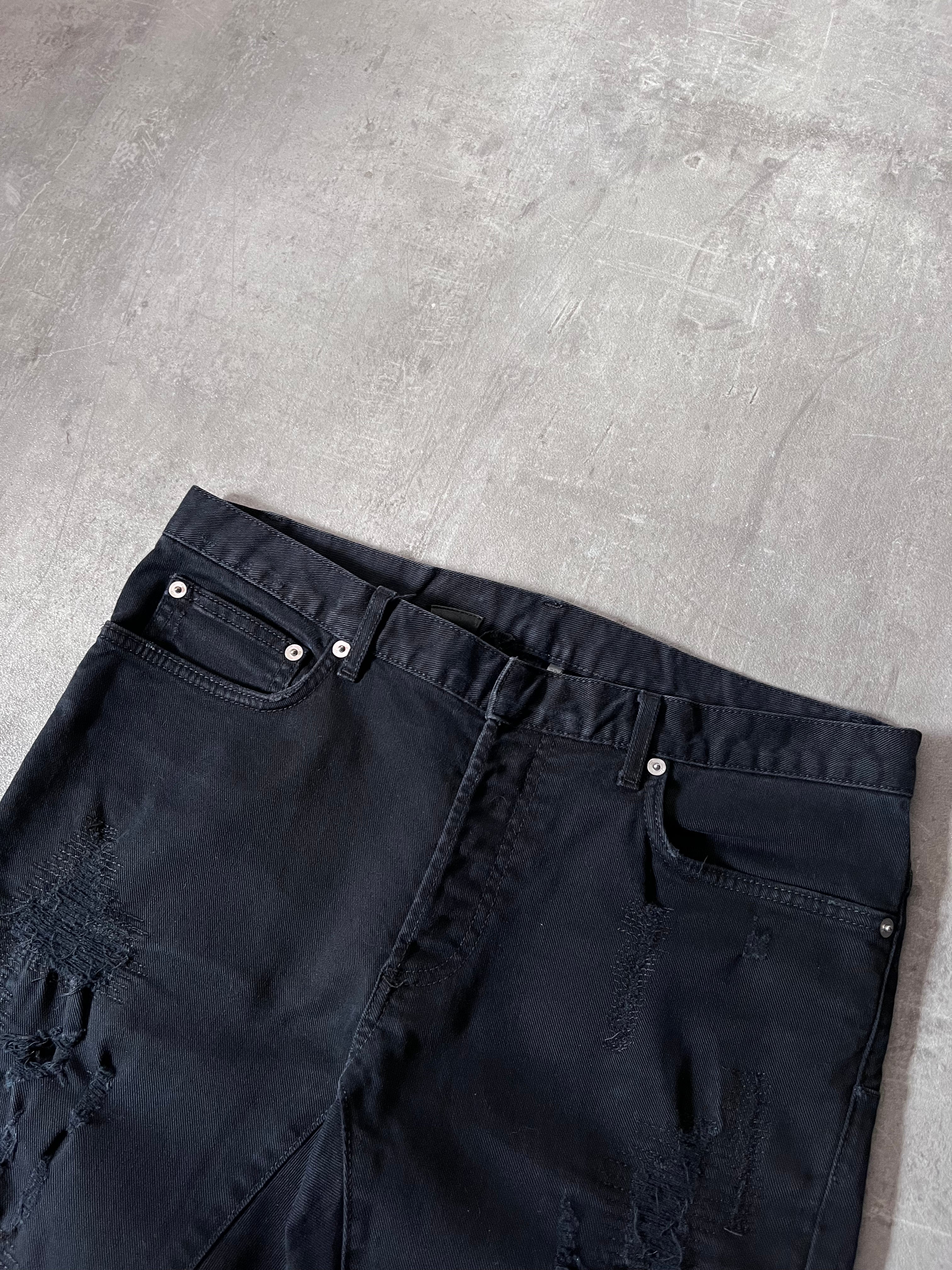 F/W 2014 Dior Homme Stitched Patchwork Jeans Pants Black Men - 32