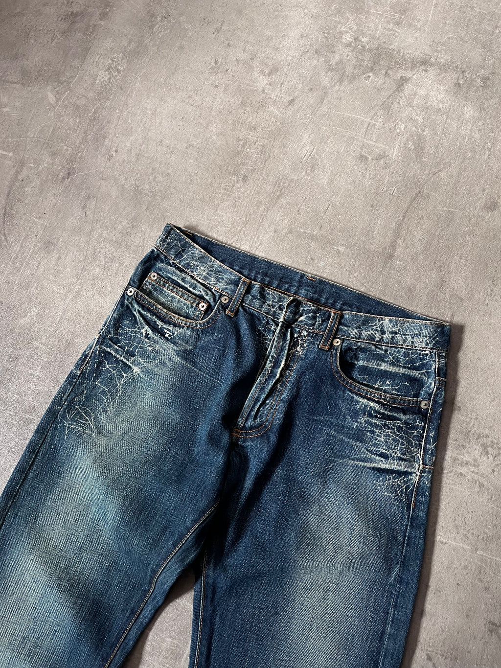 S/S 2007 Dior Homme by Hedi Slimane Spider Web Jeans Pants Blue Men - 30
