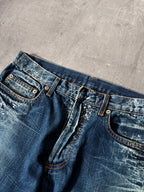 S/S 2007 Dior Homme by Hedi Slimane Spider Web Jeans Pants Blue Men - 30