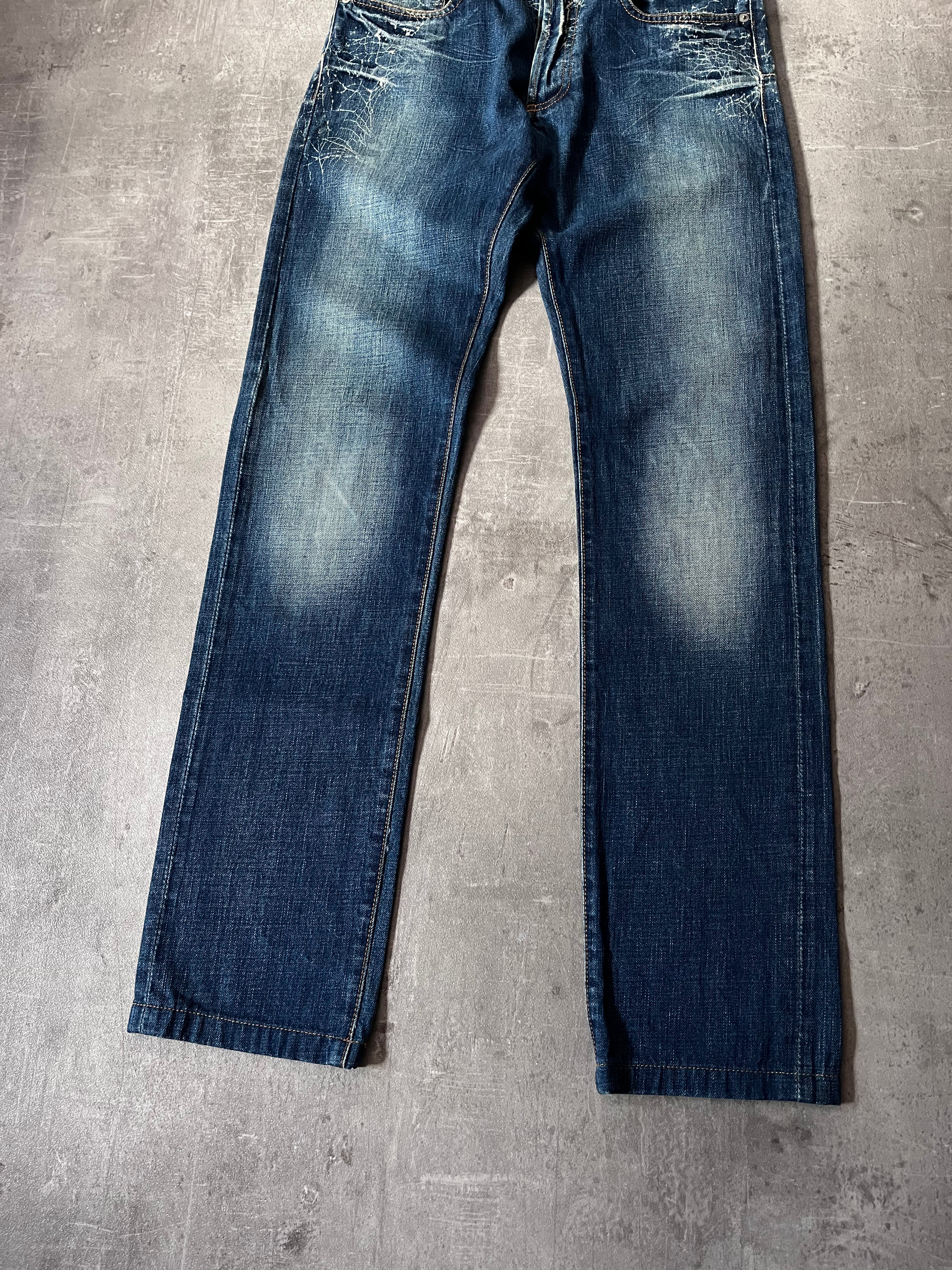 S/S 2007 Dior Homme by Hedi Slimane Spider Web Jeans Pants Blue Men - 30