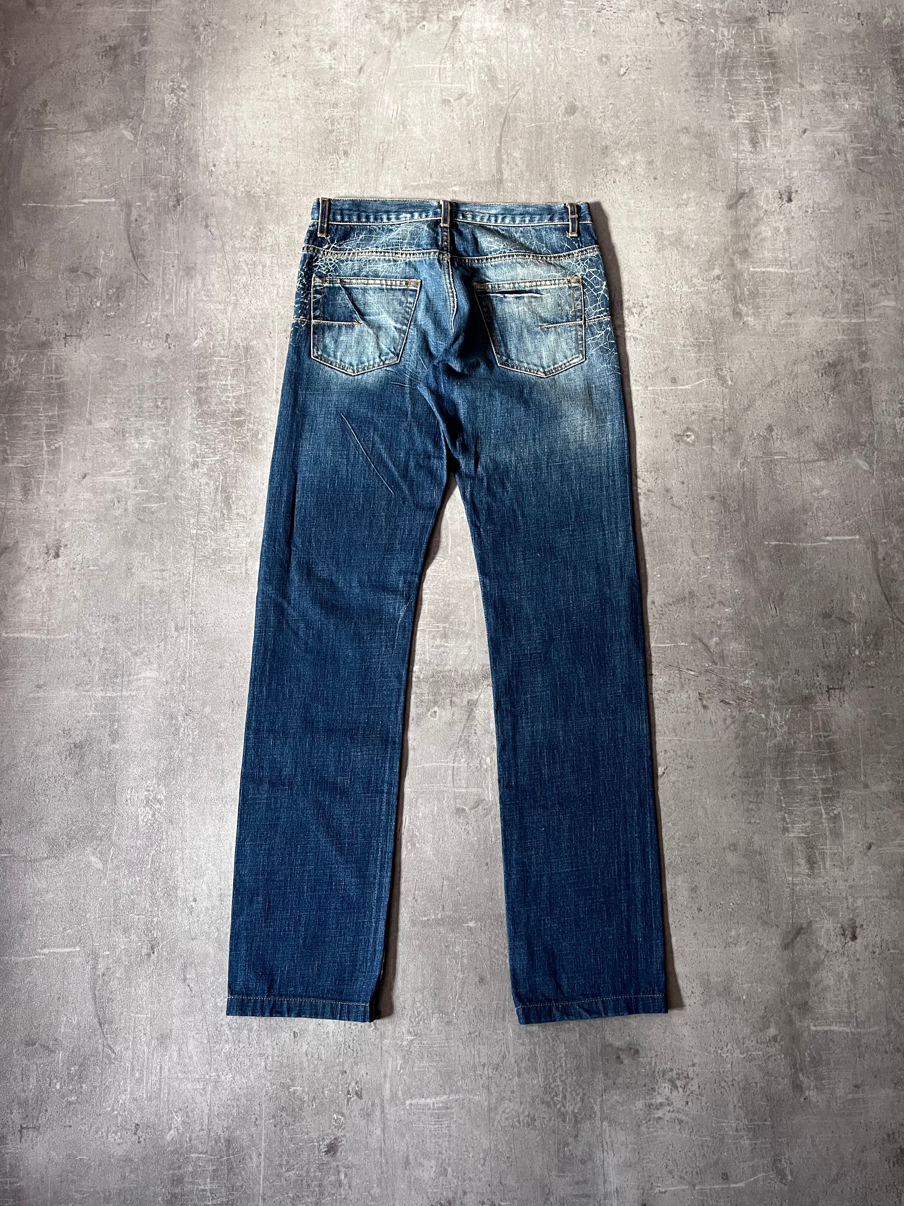 S/S 2007 Dior Homme by Hedi Slimane Spider Web Jeans Pants Blue Men - 30
