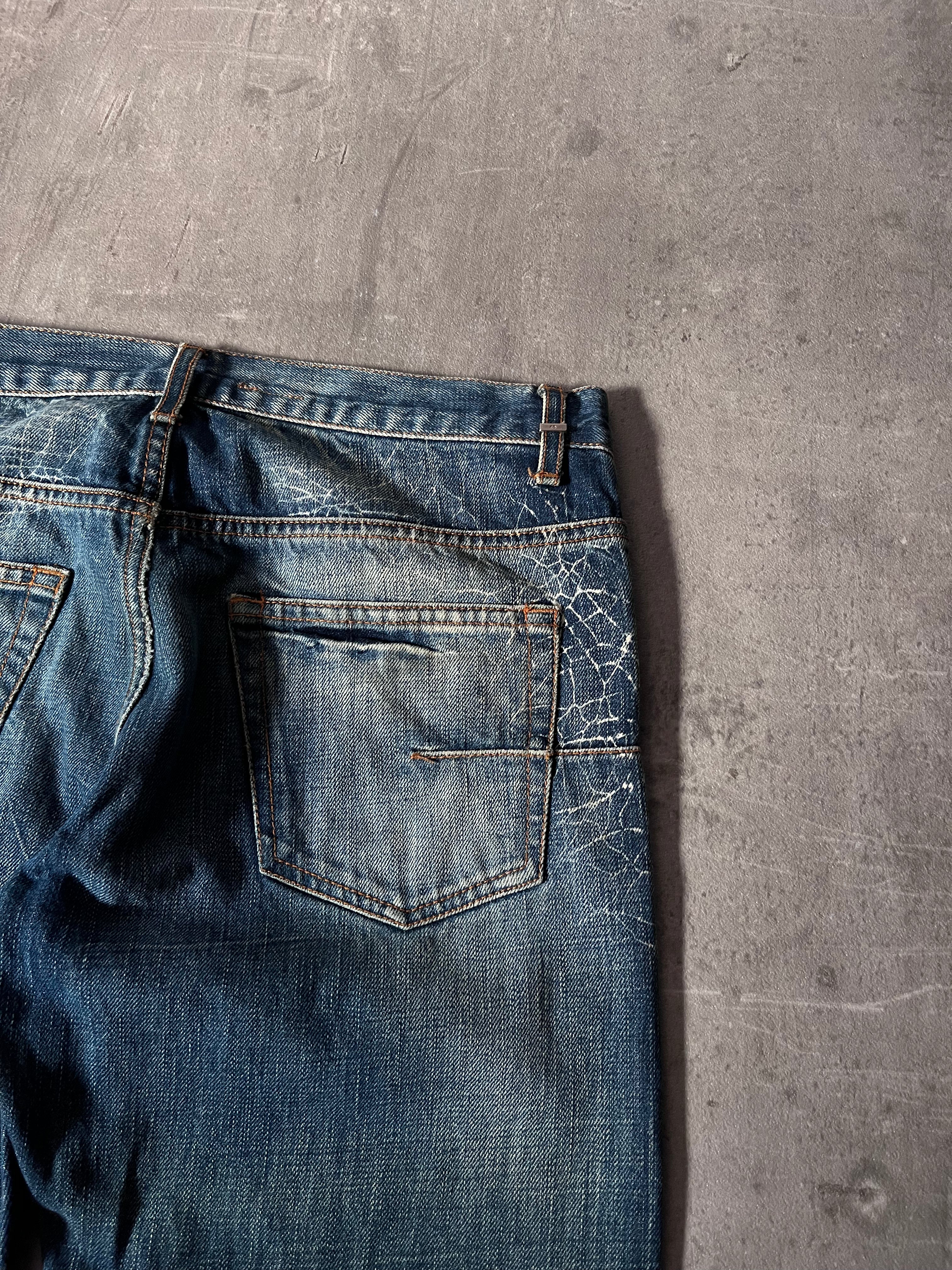 S/S 2007 Dior Homme by Hedi Slimane Spider Web Jeans Pants Blue Men - 30