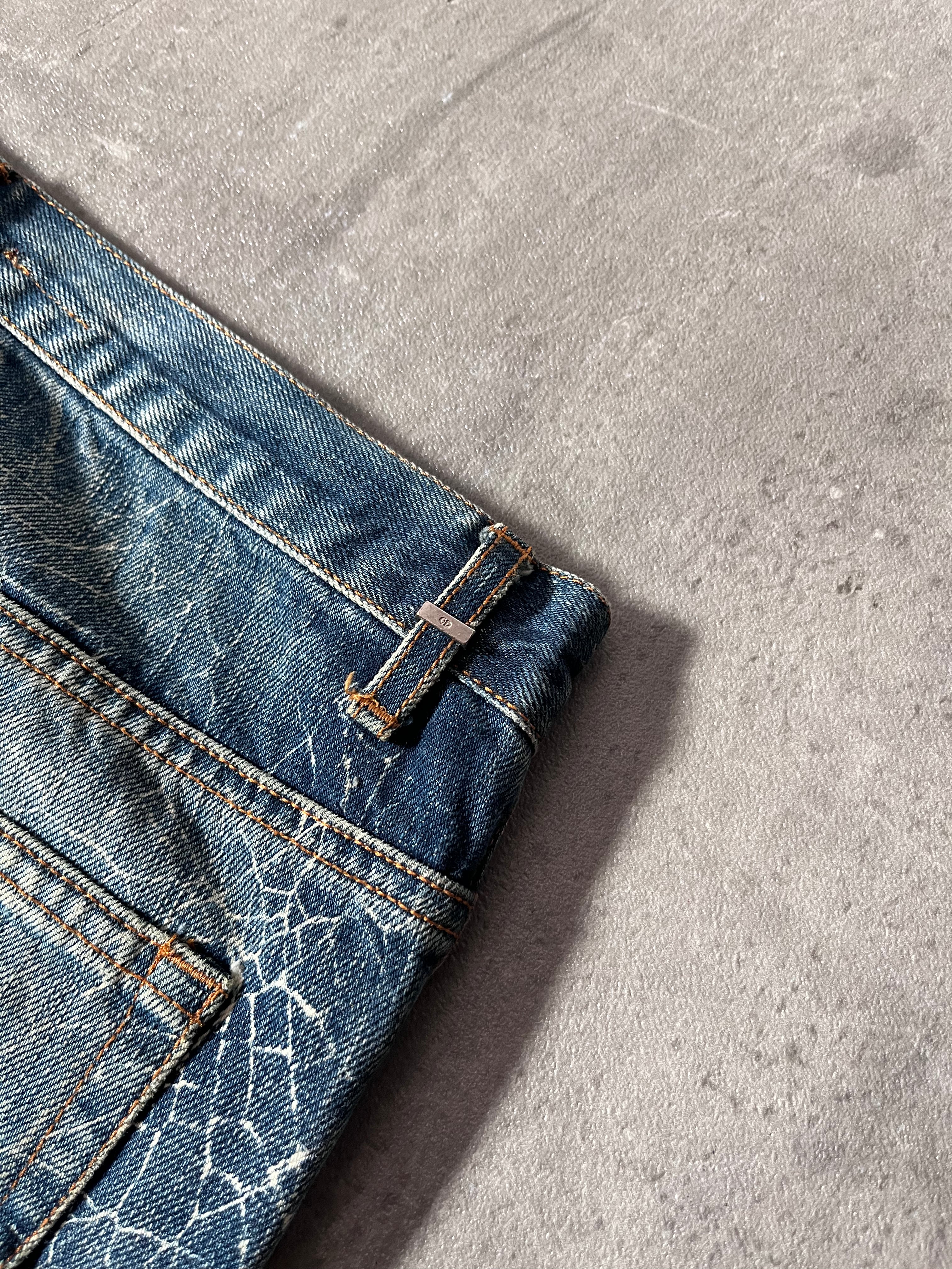 S/S 2007 Dior Homme by Hedi Slimane Spider Web Jeans Pants Blue Men - 30