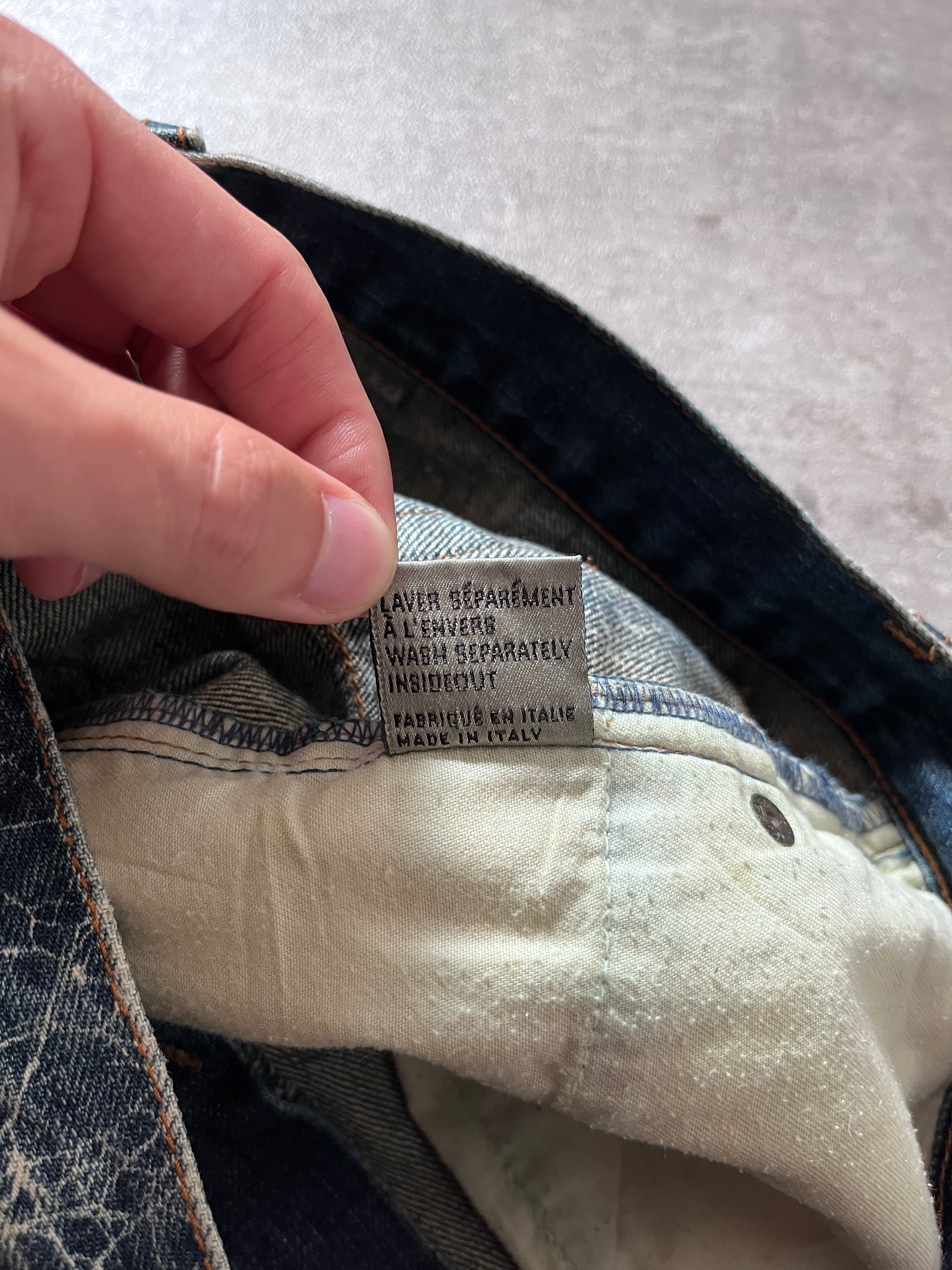 S/S 2007 Dior Homme by Hedi Slimane Spider Web Jeans Pants Blue Men - 30
