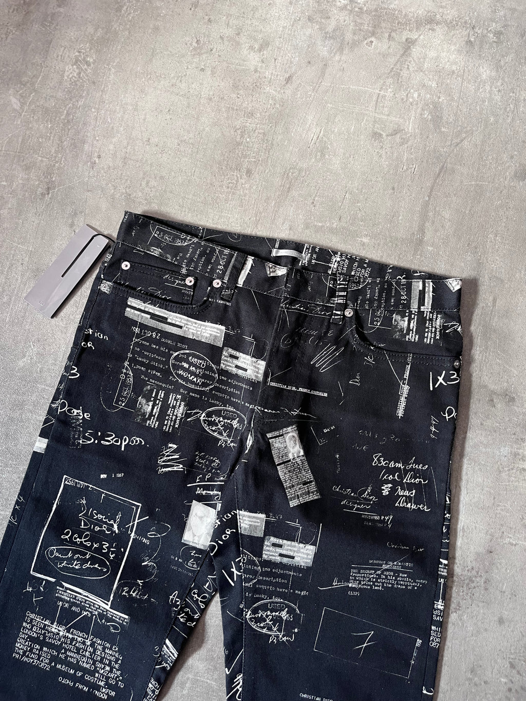 Dior "Notebook Doodle" Print Jeans Pants Black Men - 30