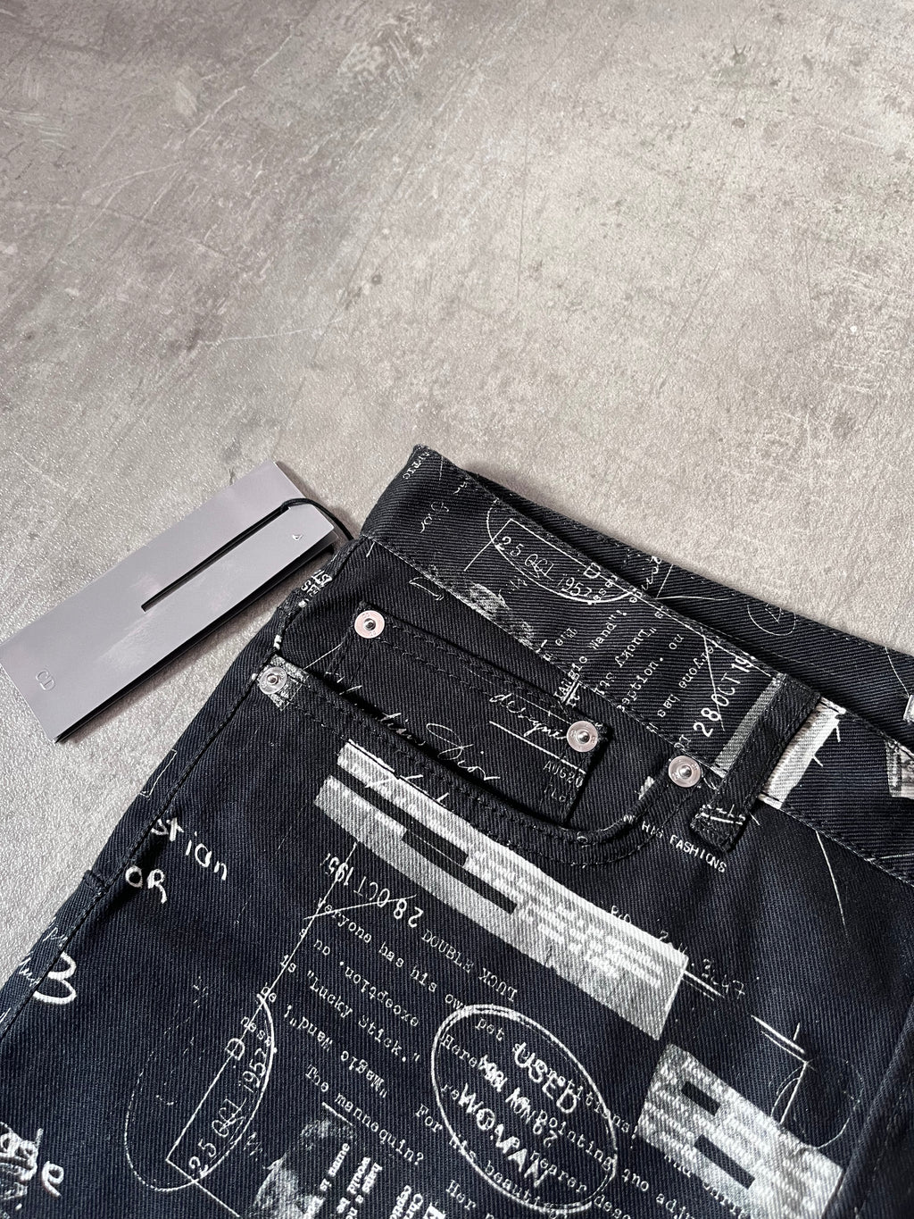 Dior "Notebook Doodle" Print Jeans Pants Black Men - 30