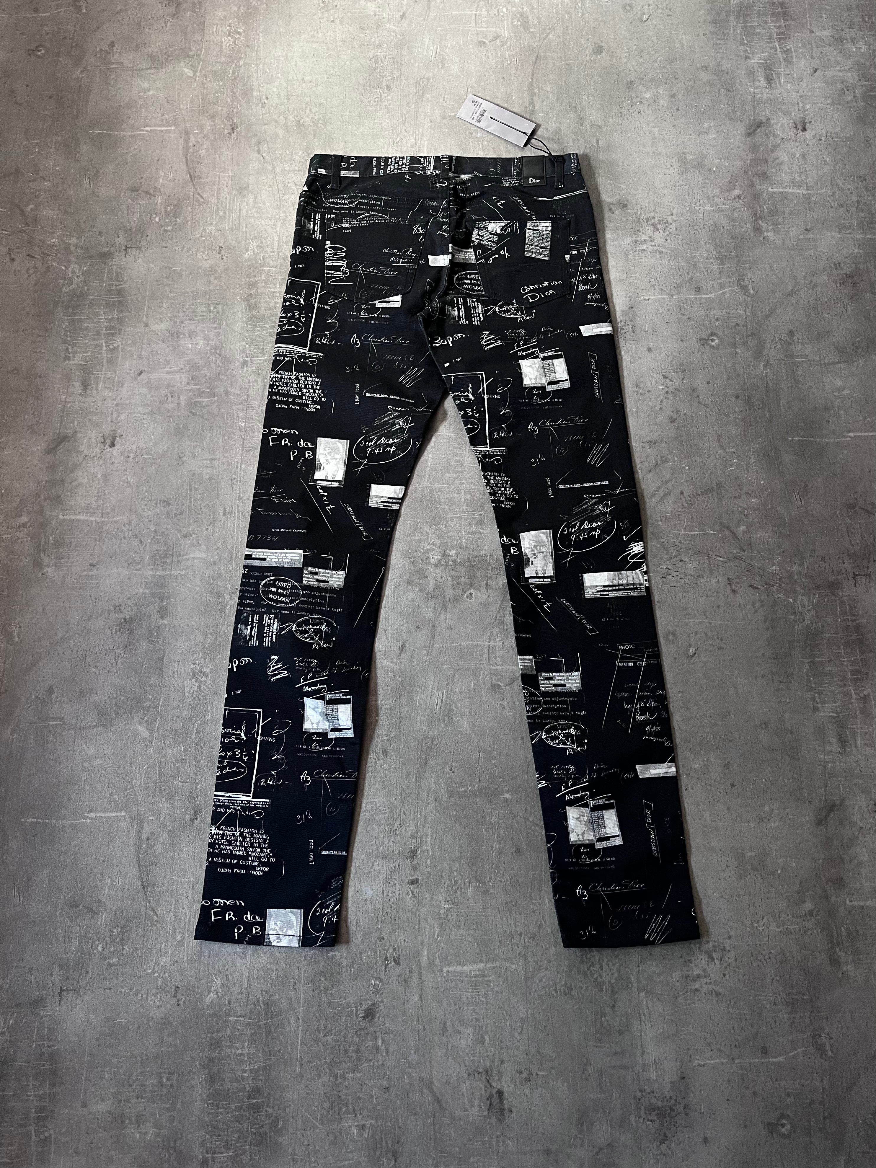 Dior "Notebook Doodle" Print Jeans Pants Black Men - 30