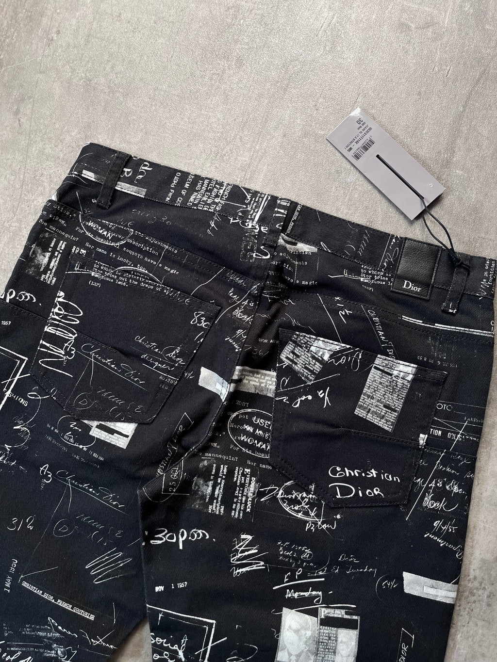 Dior "Notebook Doodle" Print Jeans Pants Black Men - 30