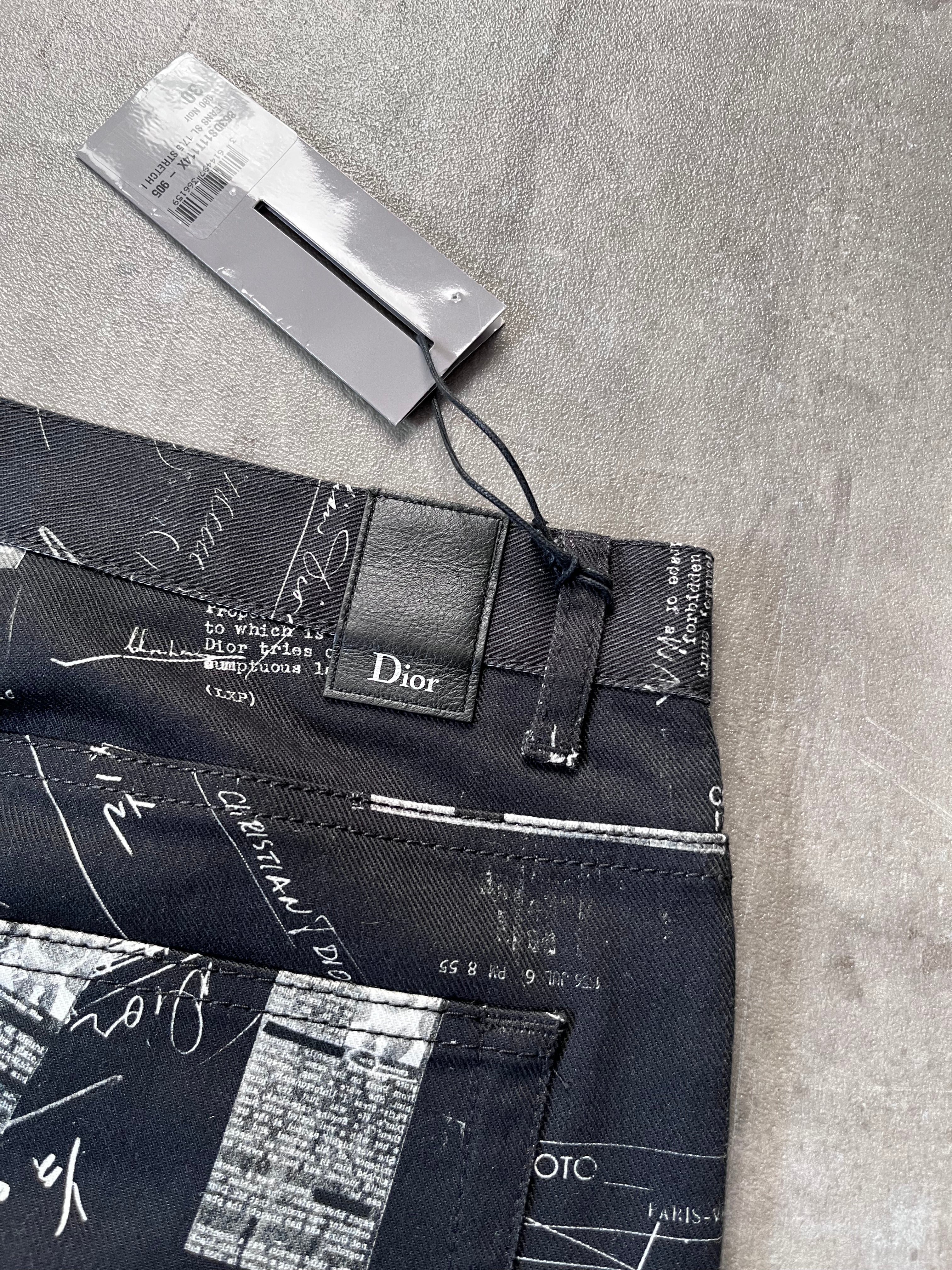 Dior "Notebook Doodle" Print Jeans Pants Black Men - 30
