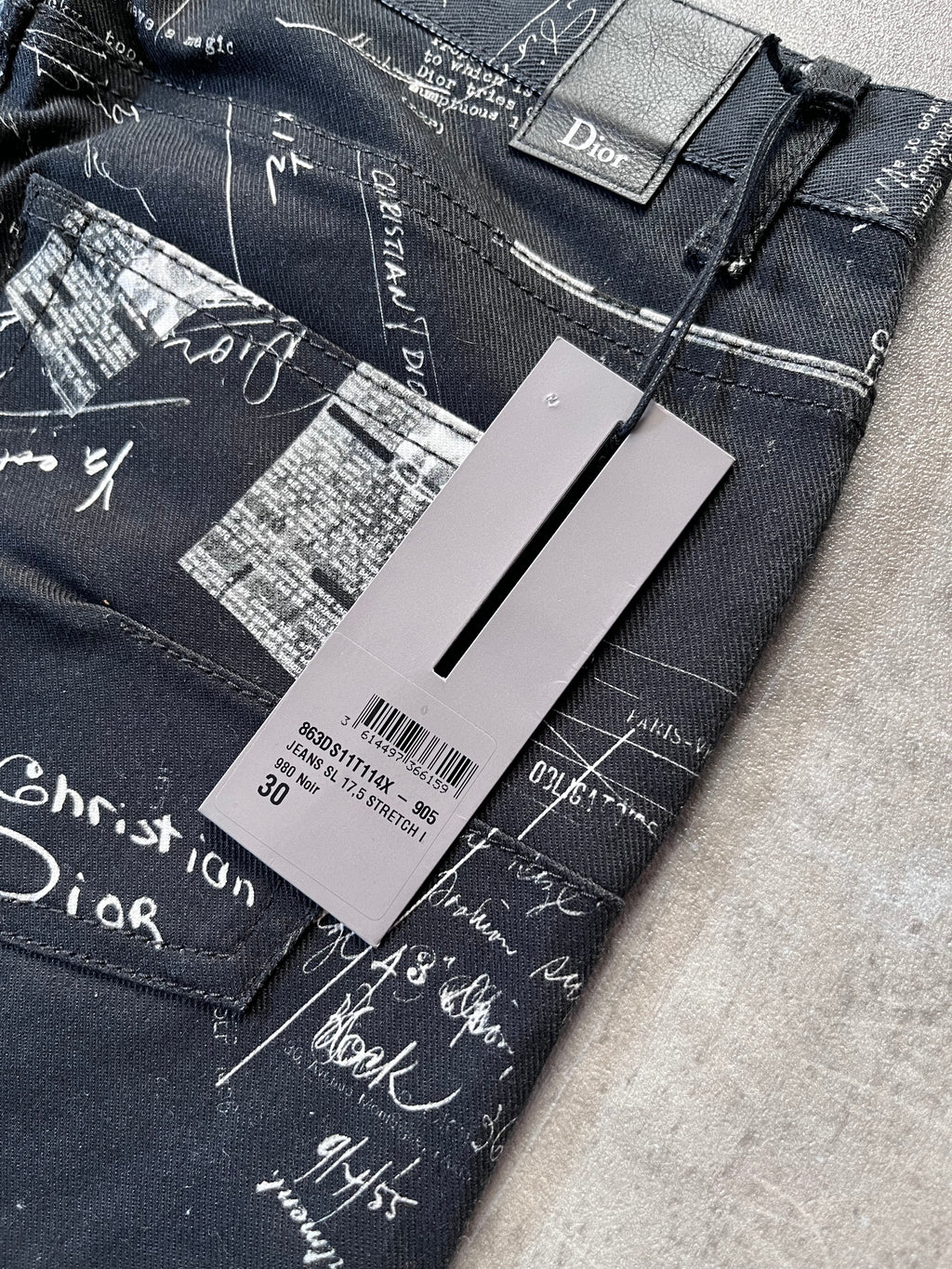 Dior "Notebook Doodle" Print Jeans Pants Black Men - 30