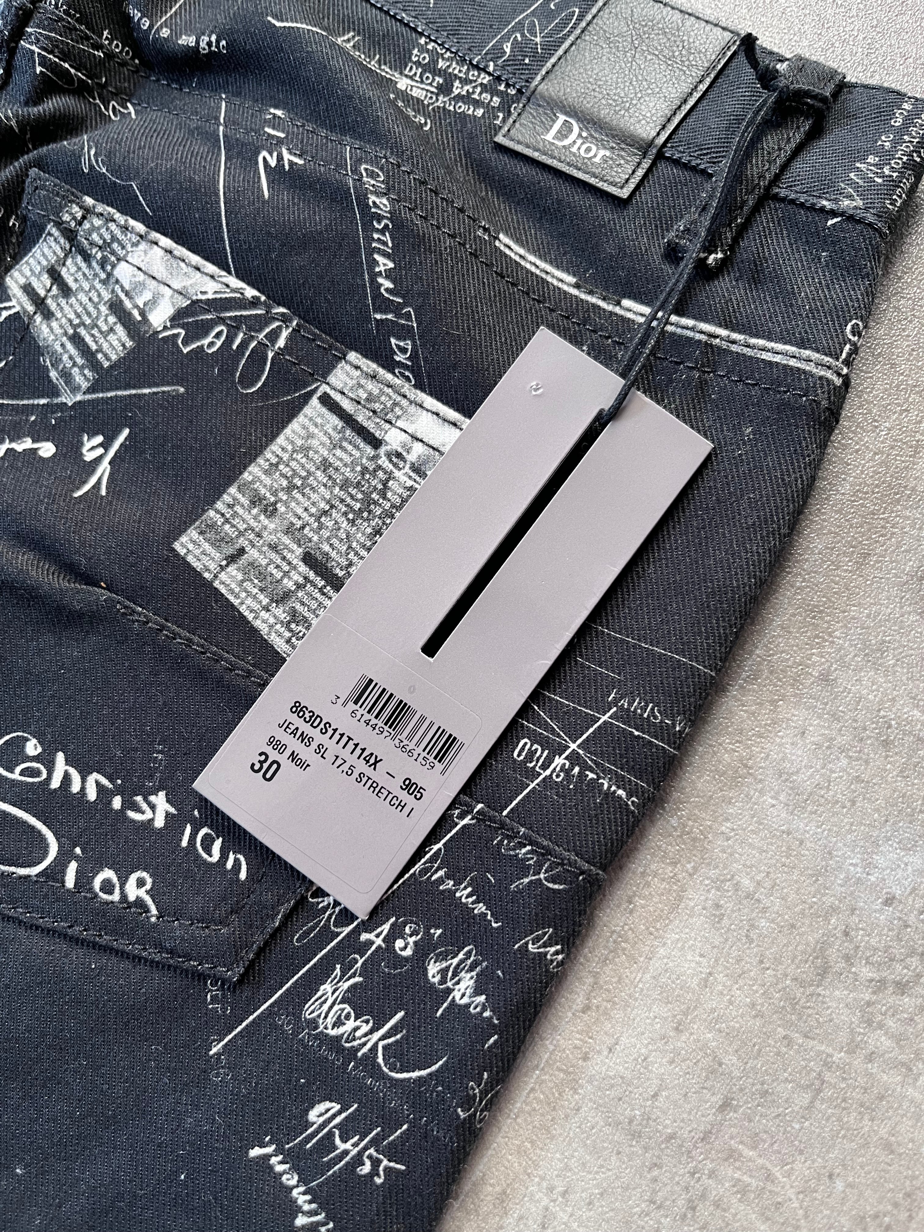 Dior "Notebook Doodle" Print Jeans Pants Black Men - 30