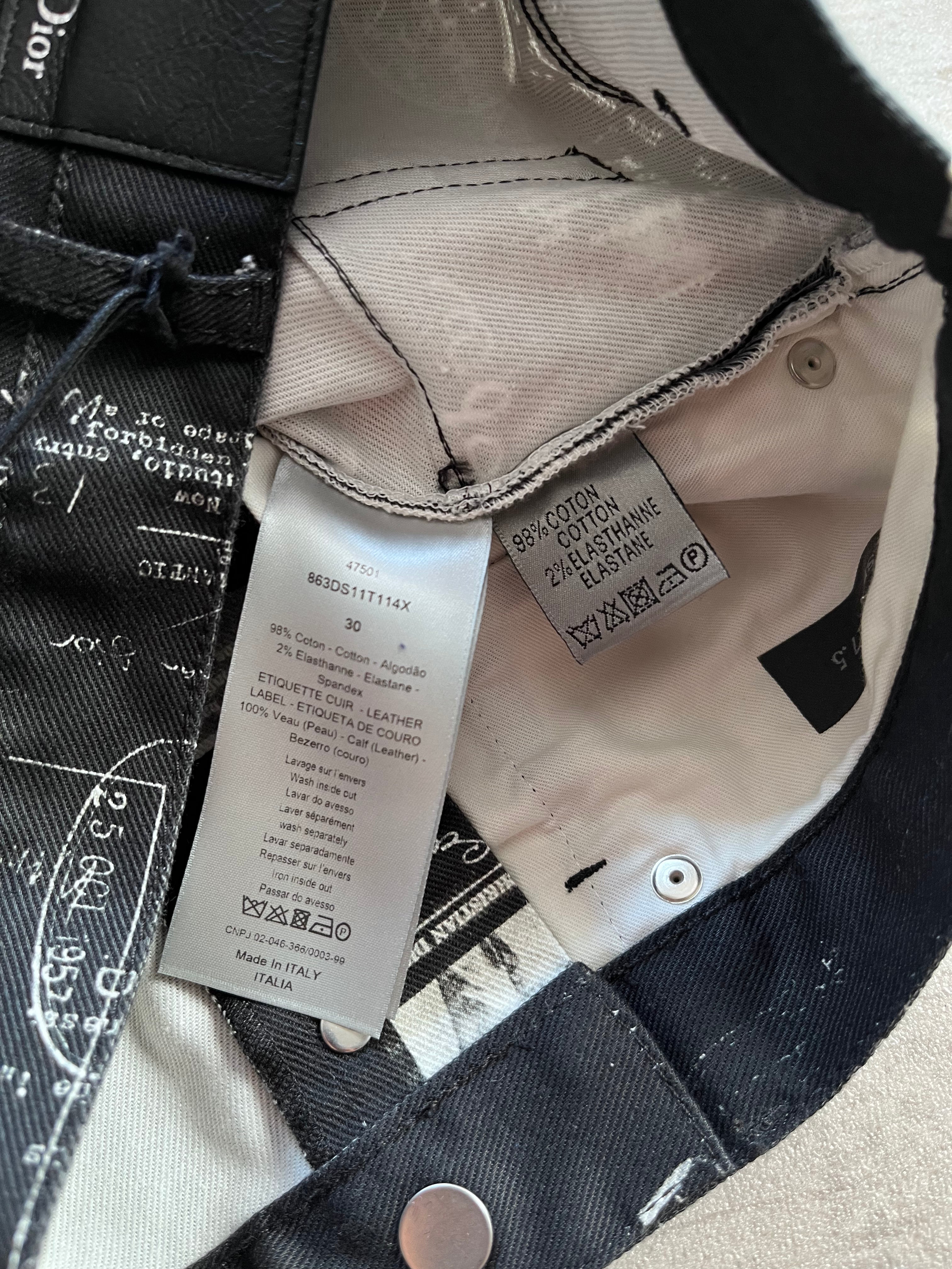 Dior "Notebook Doodle" Print Jeans Pants Black Men - 30