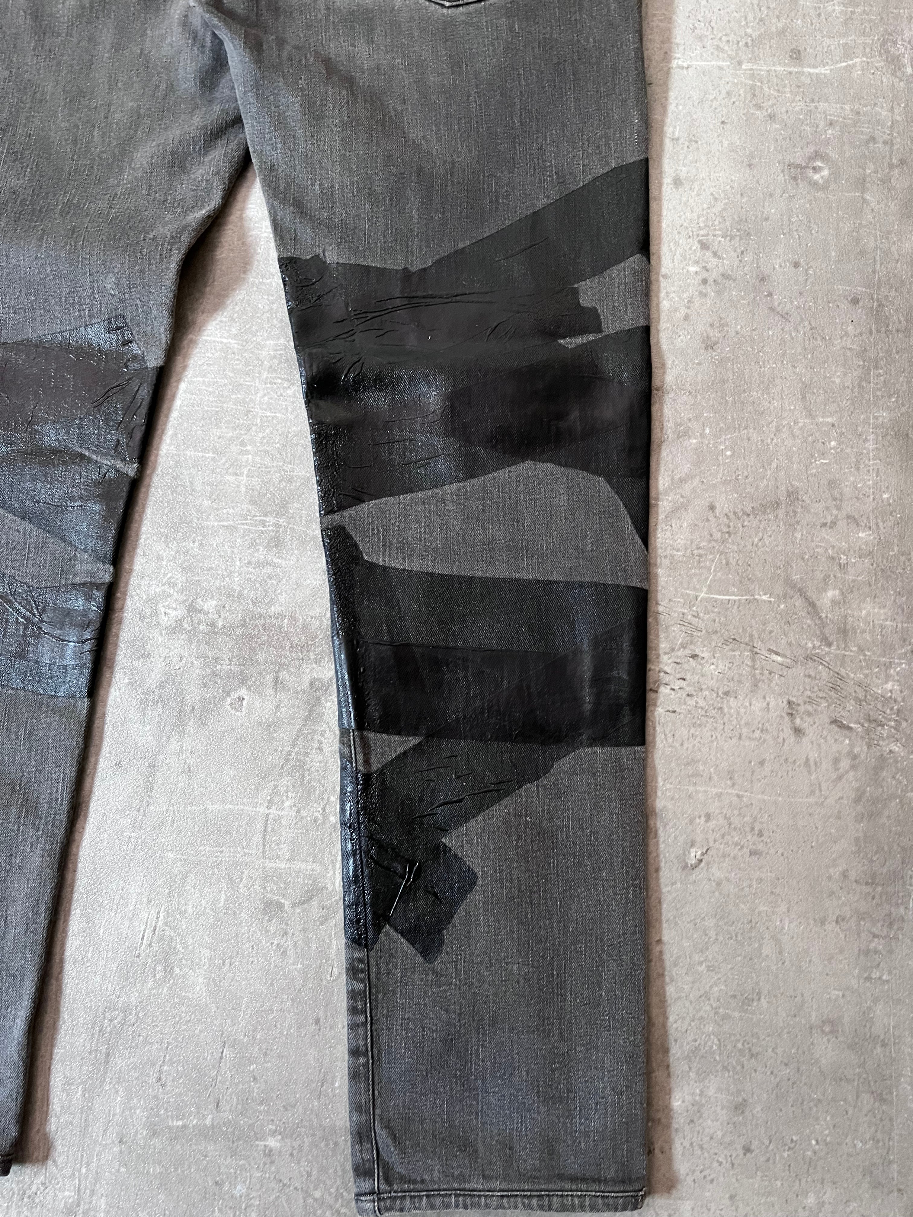 F/W 2013 Dior Homme by Kris Van Assche Black Tape Jeans Pants Grey Men - 36