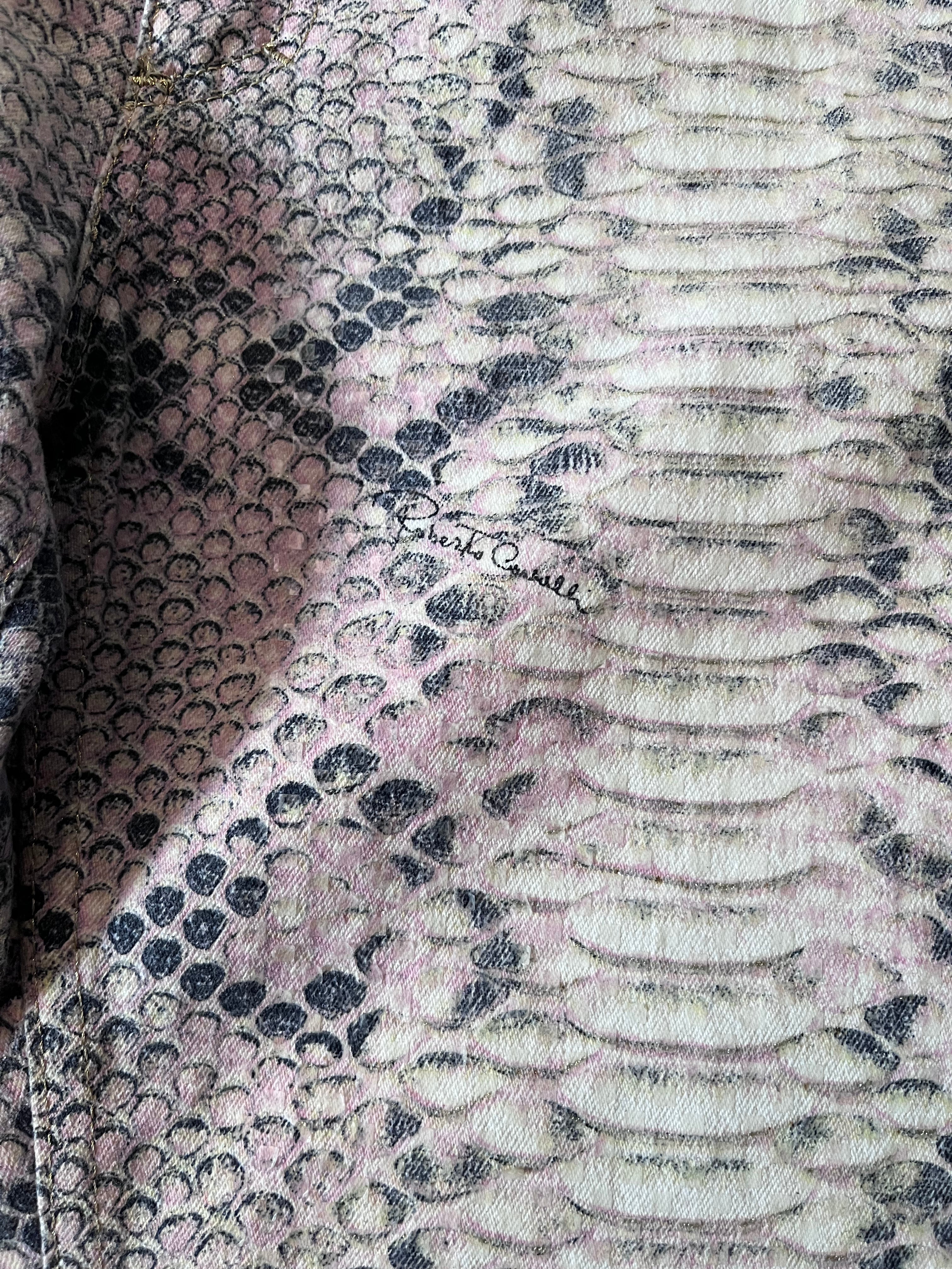 A/W 2002 Roberto Cavalli Python Effect Print Pants Beige Men - M