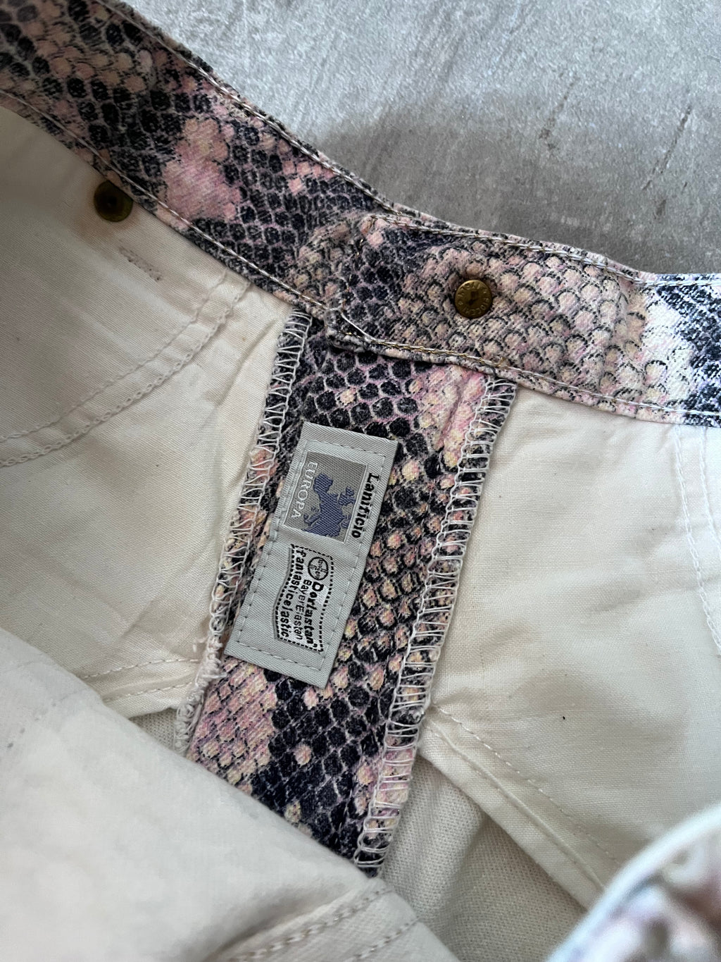 A/W 2002 Roberto Cavalli Python Effect Print Pants Beige Men - M