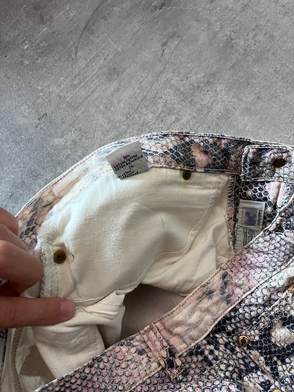A/W 2002 Roberto Cavalli Python Effect Print Pants Beige Men - M