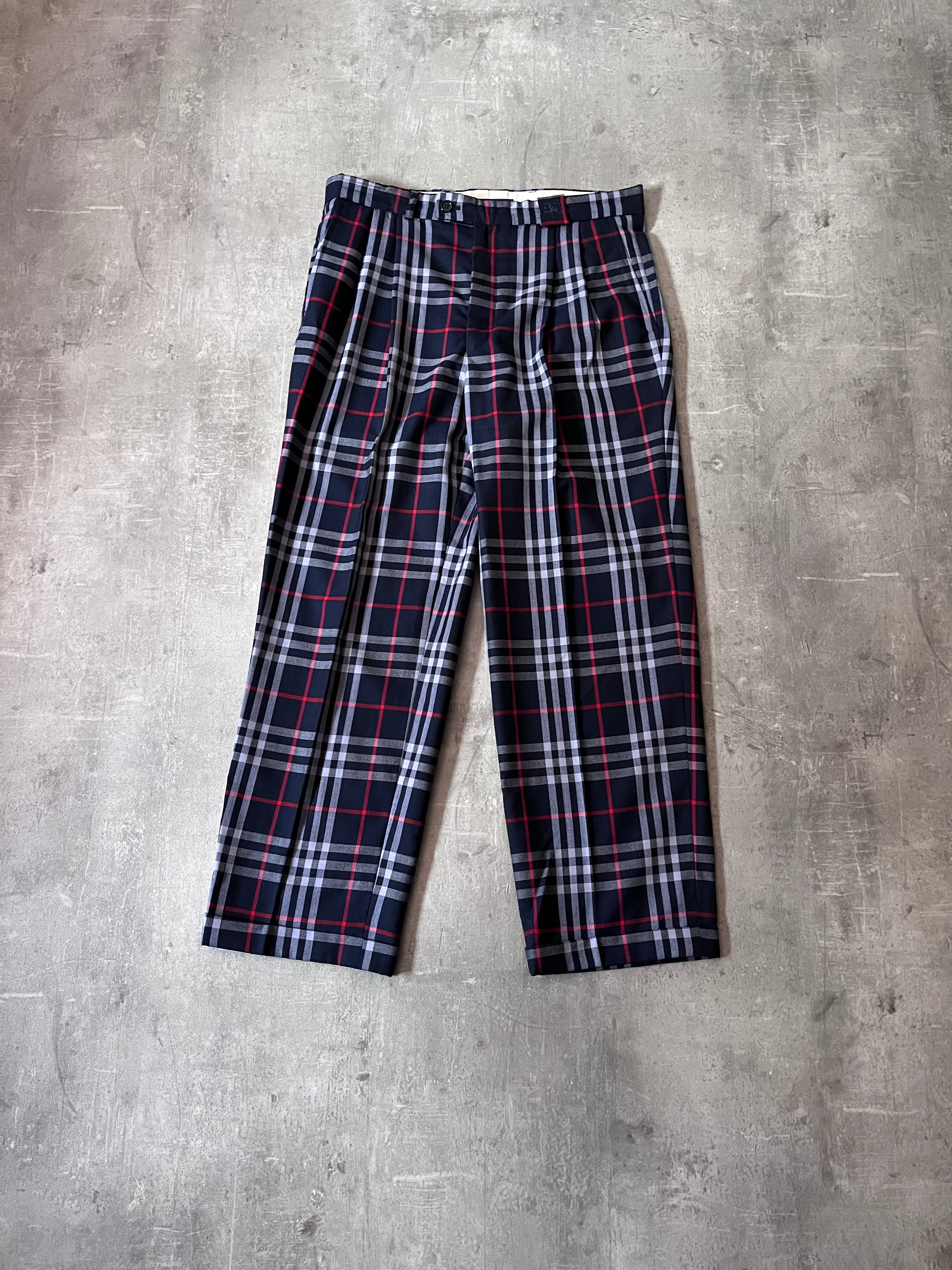 Burberrys 90s Nova Check Wool Pants Navy Men - 32