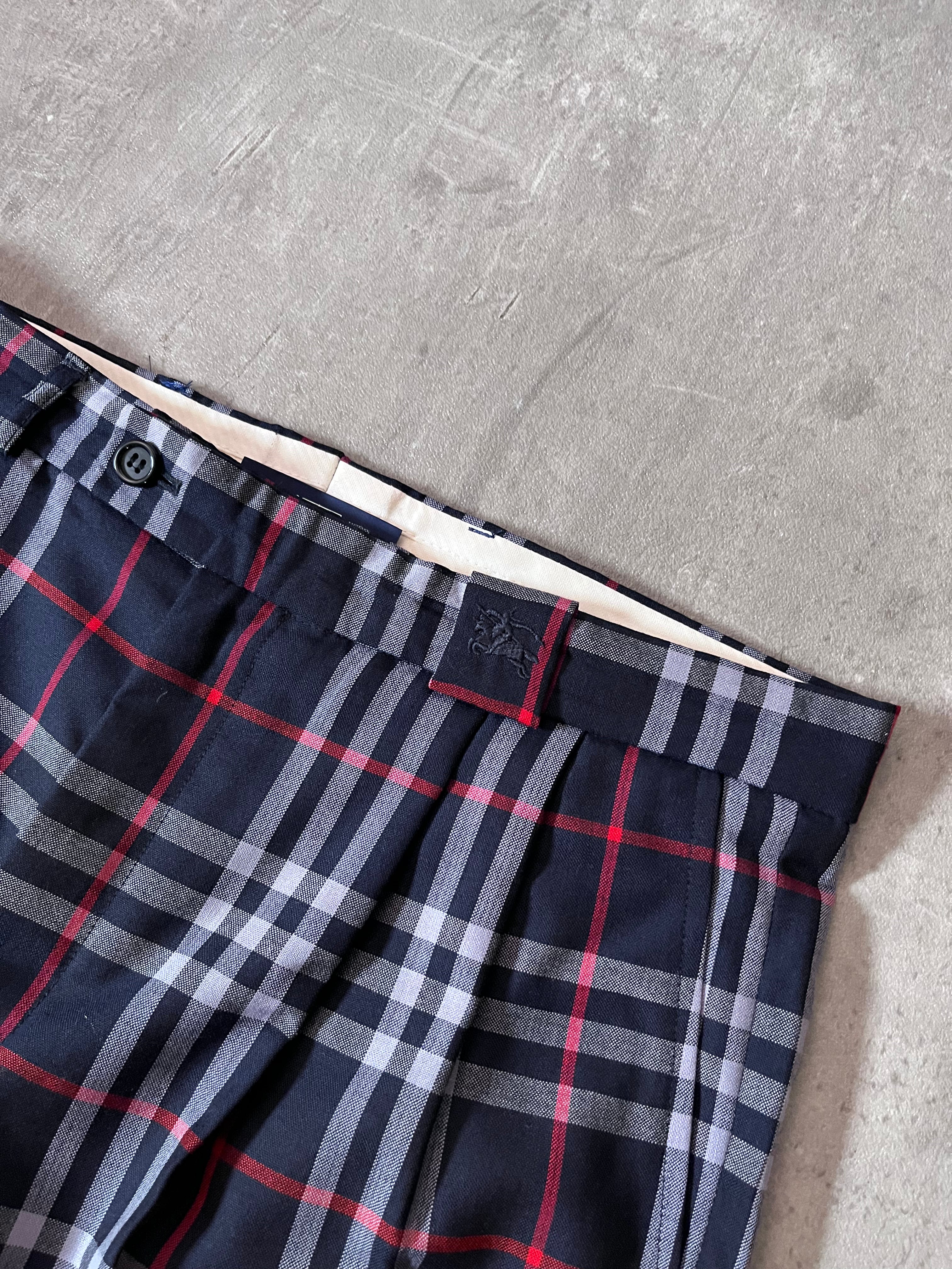 Burberrys 90s Nova Check Wool Pants Navy Men - 32