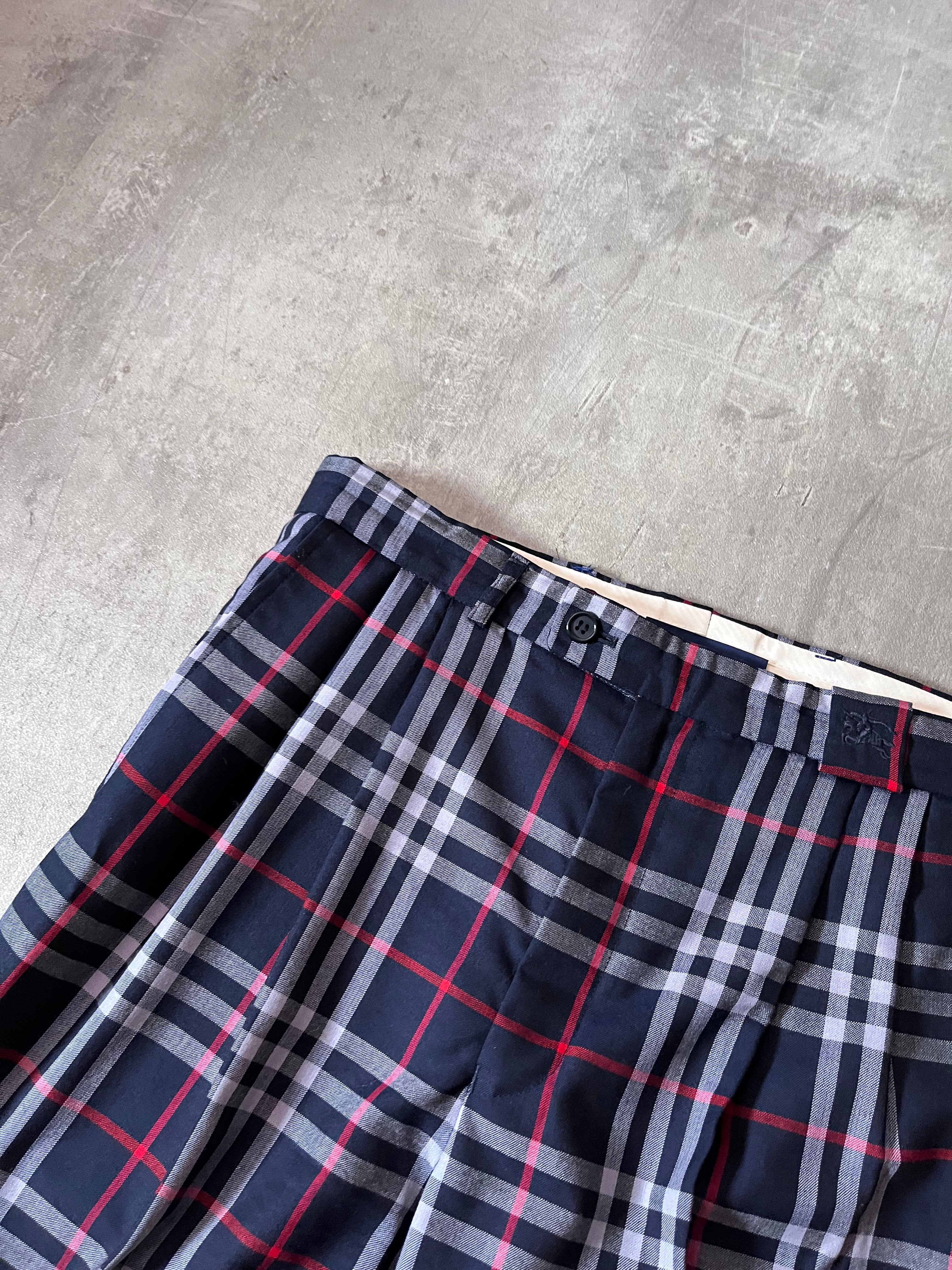 Burberrys 90s Nova Check Wool Pants Navy Men - 32