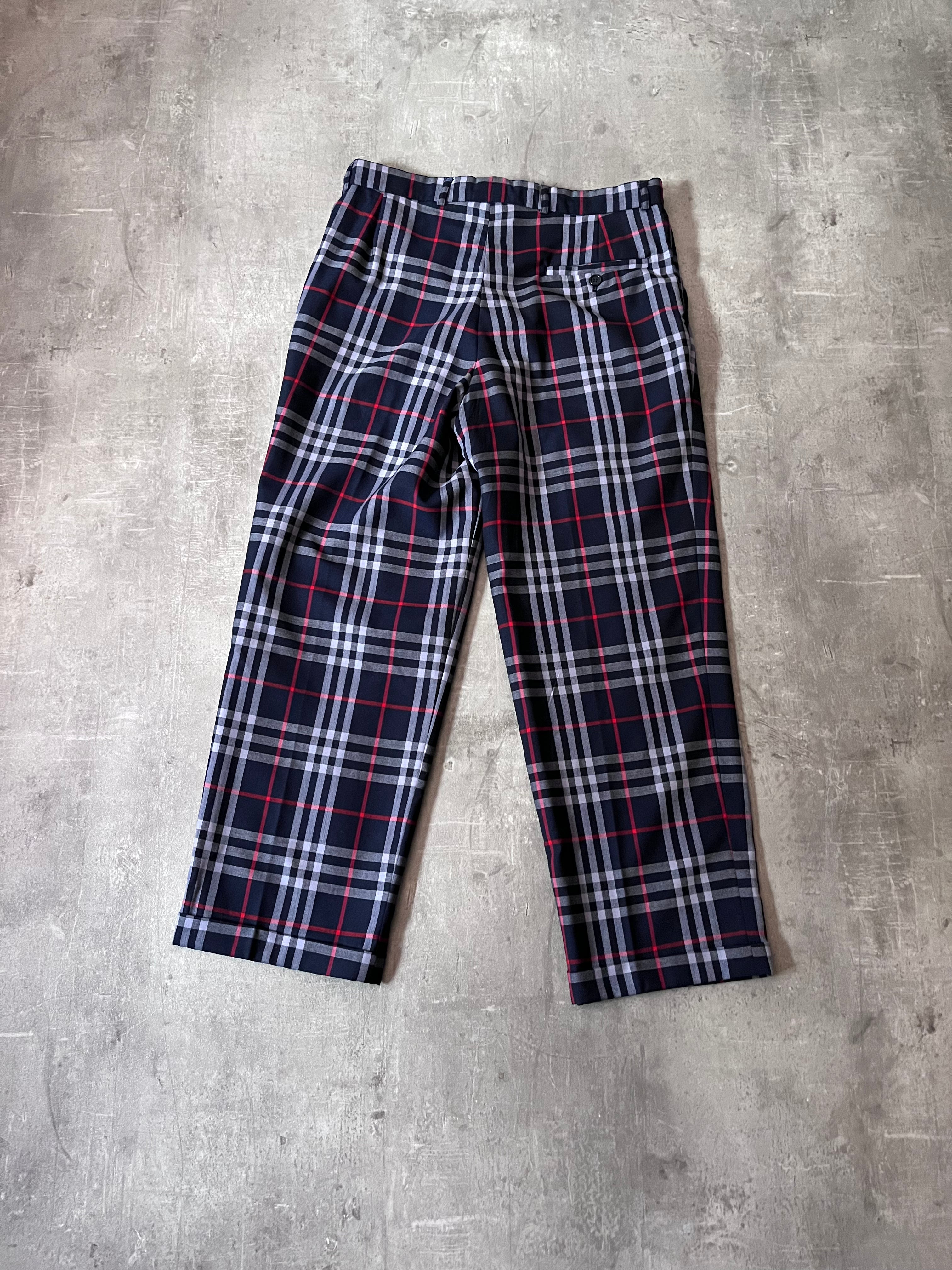 Burberrys 90s Nova Check Wool Pants Navy Men - 32