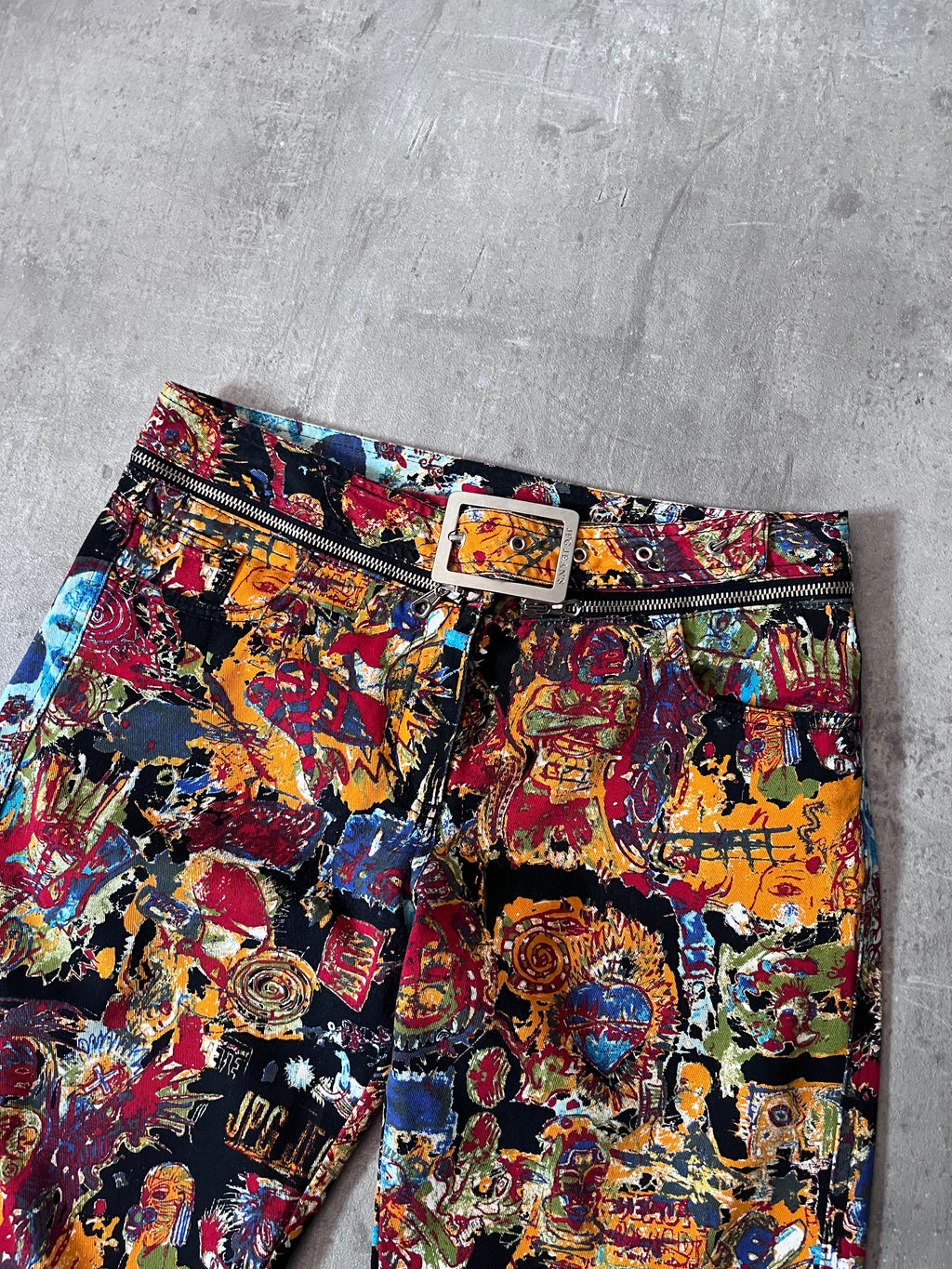 S/S 2000 Jean Paul Gaultier x Jean-Michel Basquiat All Over Print Pants Multicolor Unisex - M