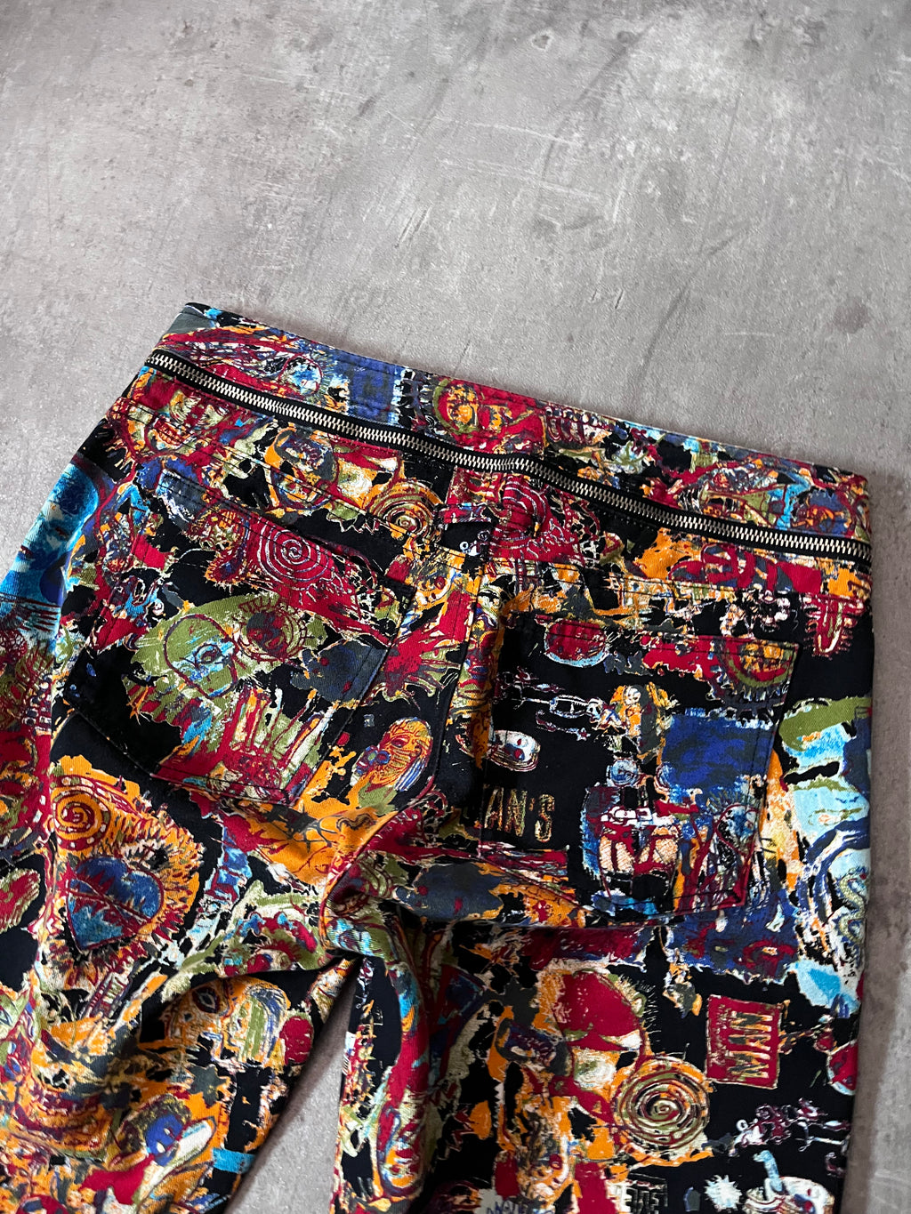 S/S 2000 Jean Paul Gaultier x Jean-Michel Basquiat All Over Print Pants Multicolor Unisex - M