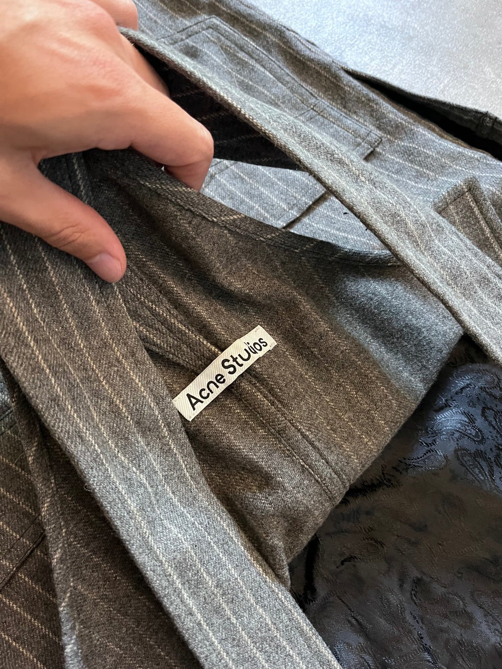 Acne Studios Wool Striped Overalls Grey Men - S