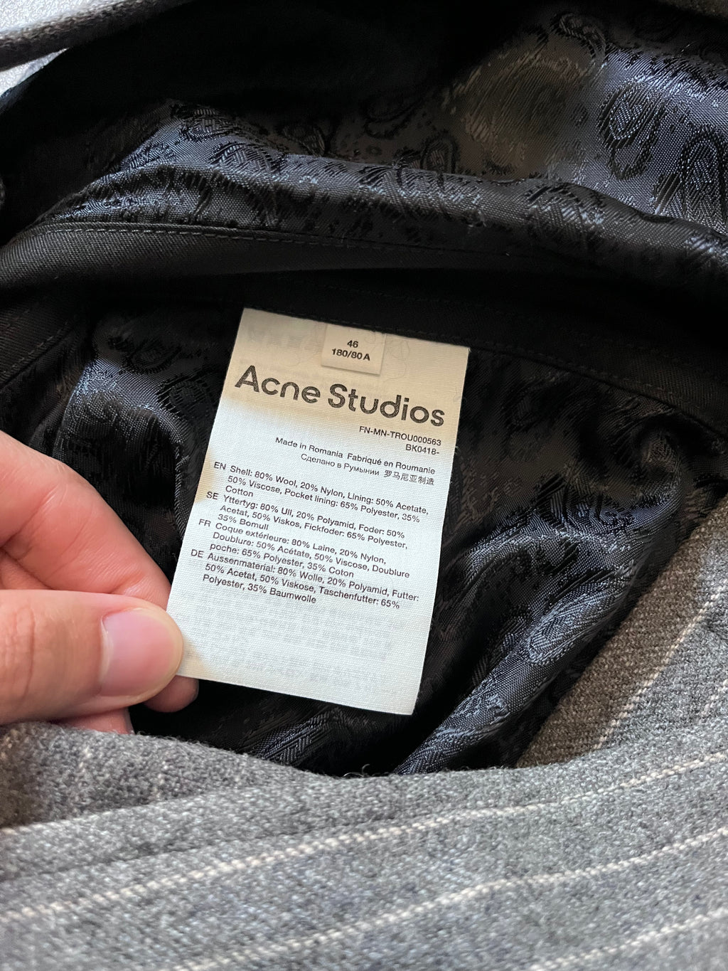 Acne Studios Wool Striped Overalls Grey Men - S