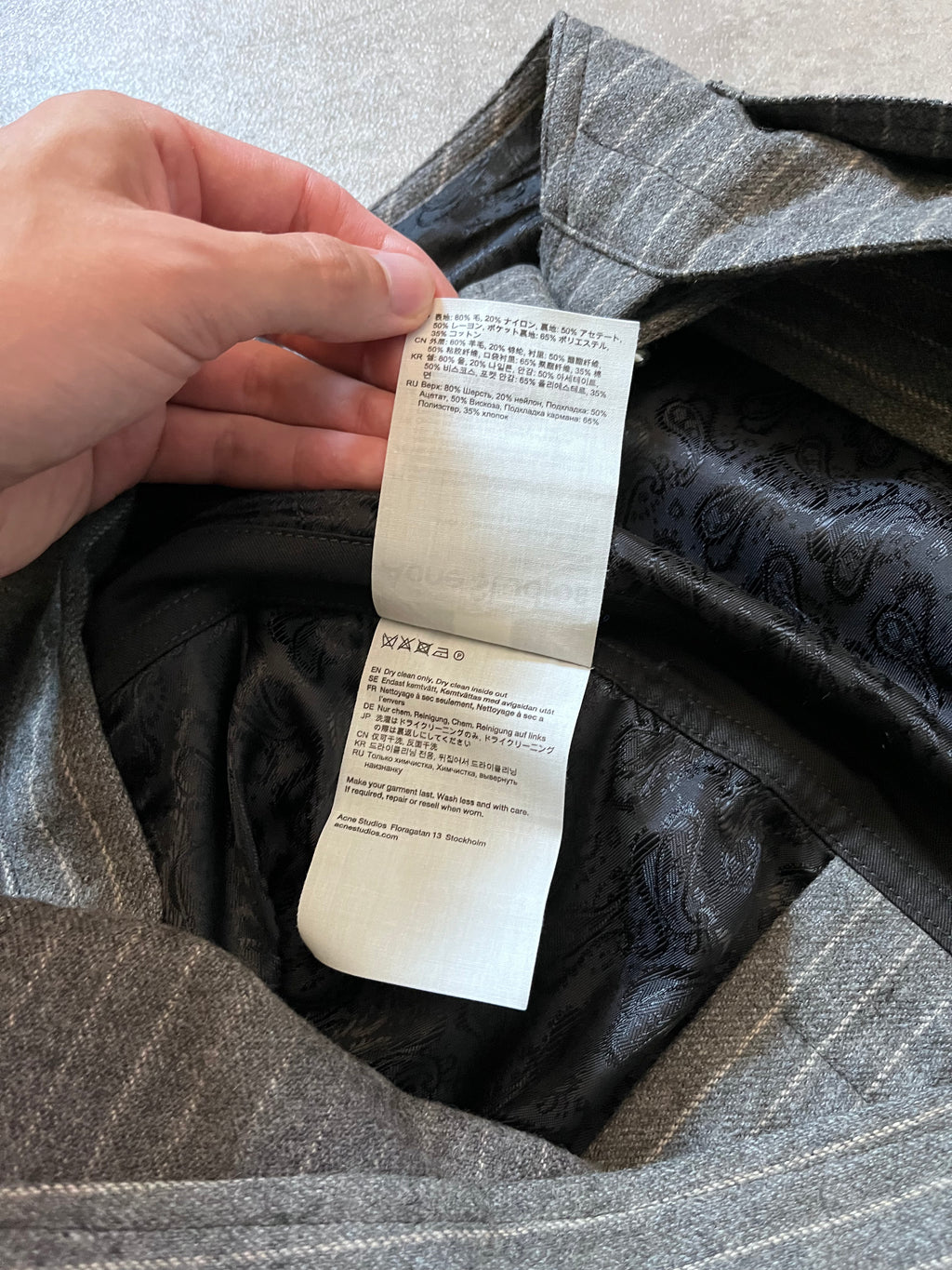 Acne Studios Wool Striped Overalls Grey Men - S