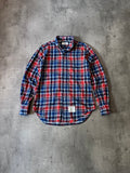 Thom Brown Checkered Flannel Shirt Red Blue Men - L
