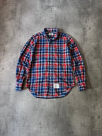 Thom Brown Checkered Flannel Shirt Red Blue Men - L