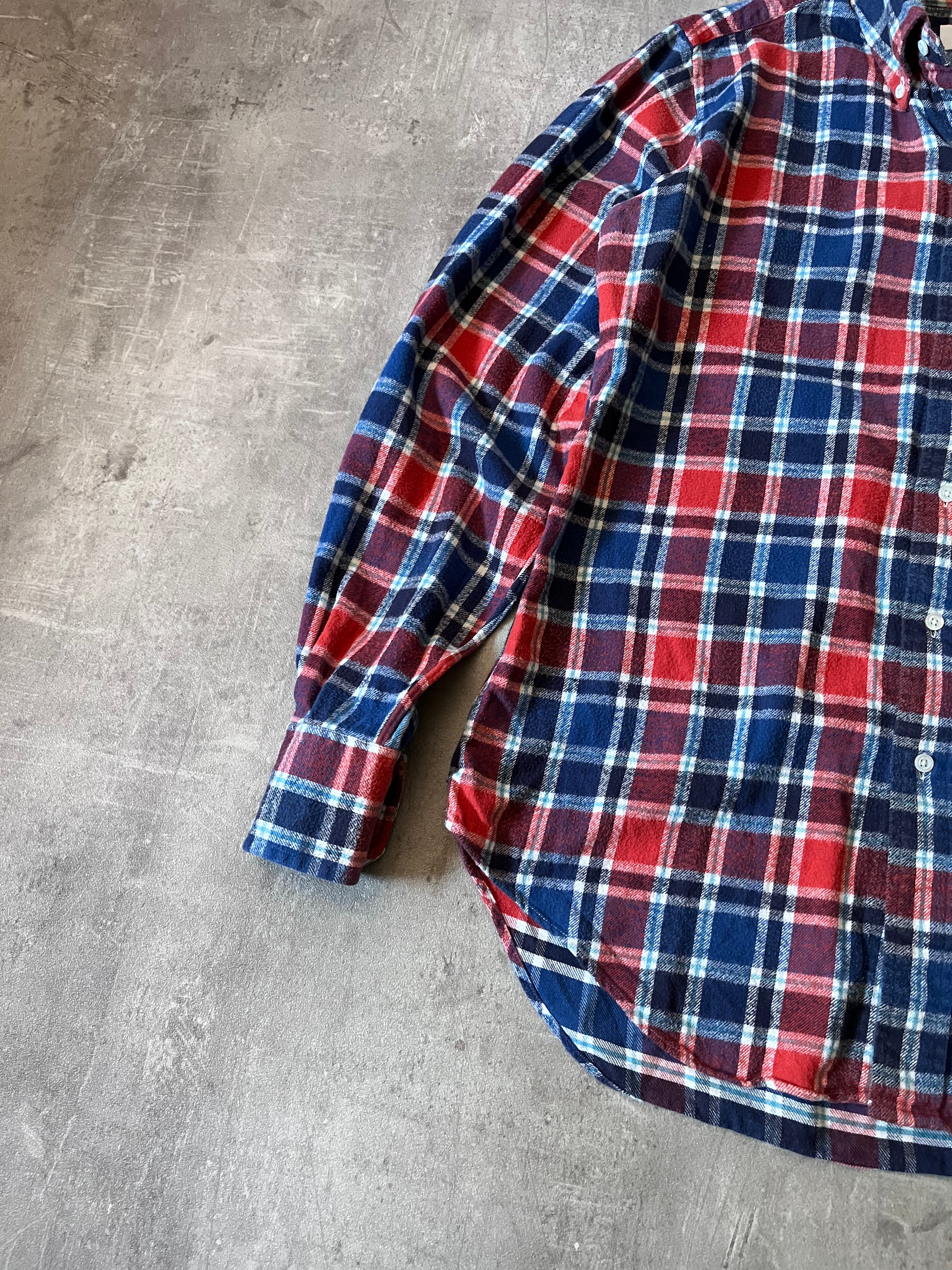 Thom Brown Checkered Flannel Shirt Red Blue Men - L
