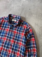 Thom Brown Checkered Flannel Shirt Red Blue Men - L