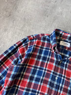 Thom Brown Checkered Flannel Shirt Red Blue Men - L