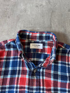 Thom Brown Checkered Flannel Shirt Red Blue Men - L