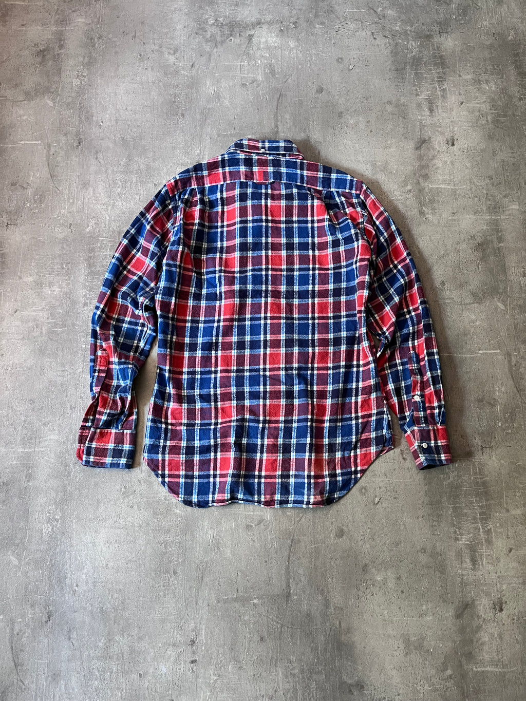 Thom Brown Checkered Flannel Shirt Red Blue Men - L