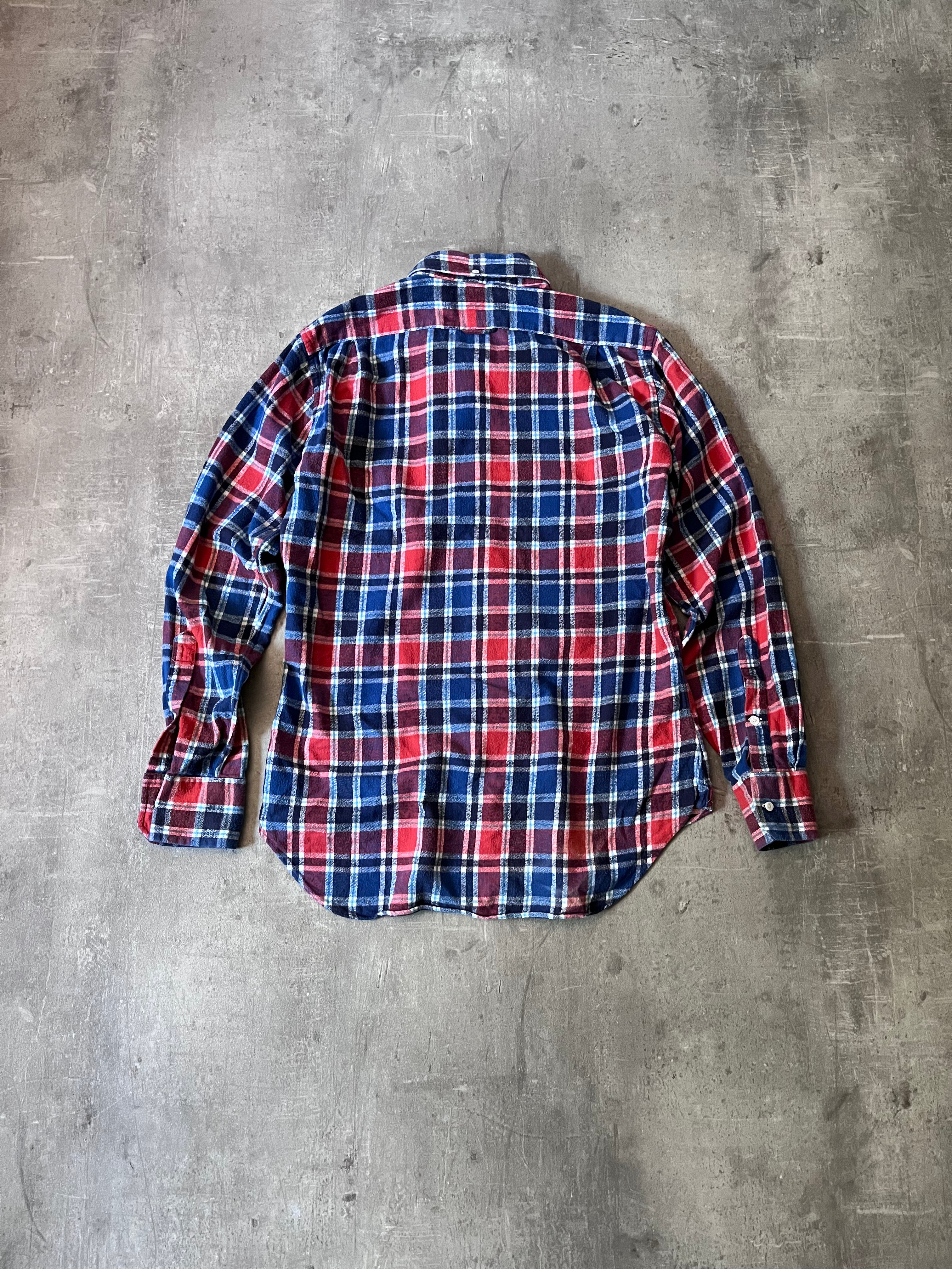Thom Brown Checkered Flannel Shirt Red Blue Men - L