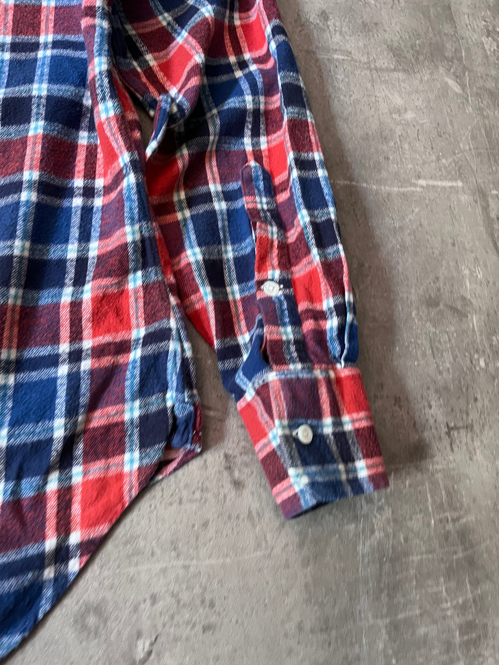 Thom Brown Checkered Flannel Shirt Red Blue Men - L