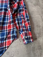Thom Brown Checkered Flannel Shirt Red Blue Men - L