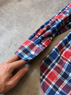 Thom Brown Checkered Flannel Shirt Red Blue Men - L