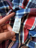 Thom Brown Checkered Flannel Shirt Red Blue Men - L