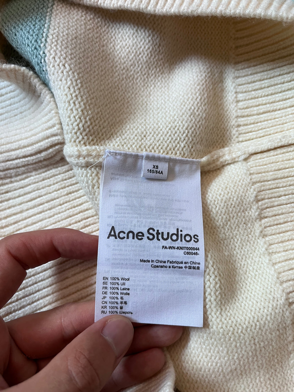 Acne Studios Striped Wool Sweater Beige Green Men - XS