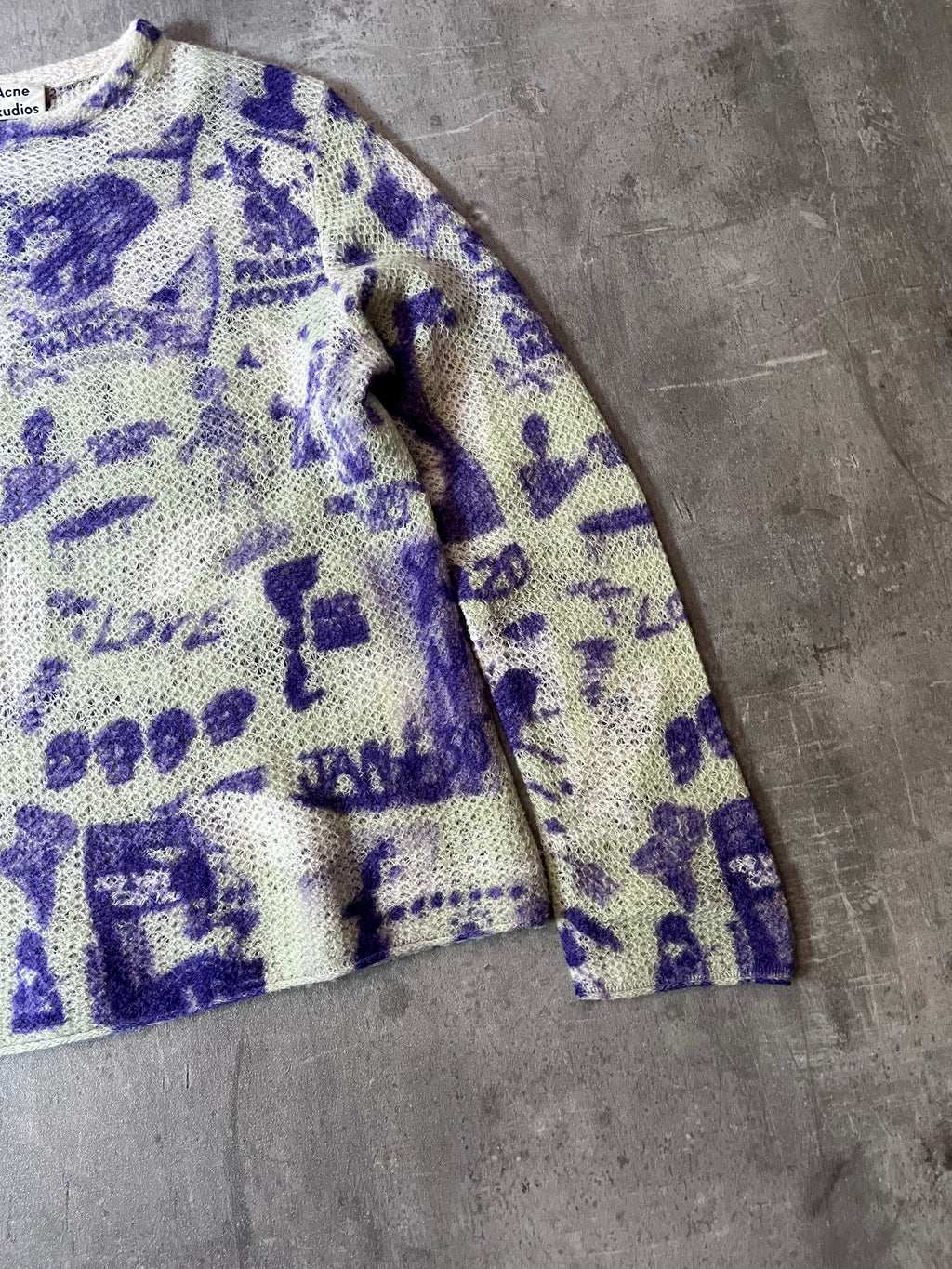 F/W 2019 Acne Studios Oversize Rave Poster Scribble Wool Sweater Men - XS