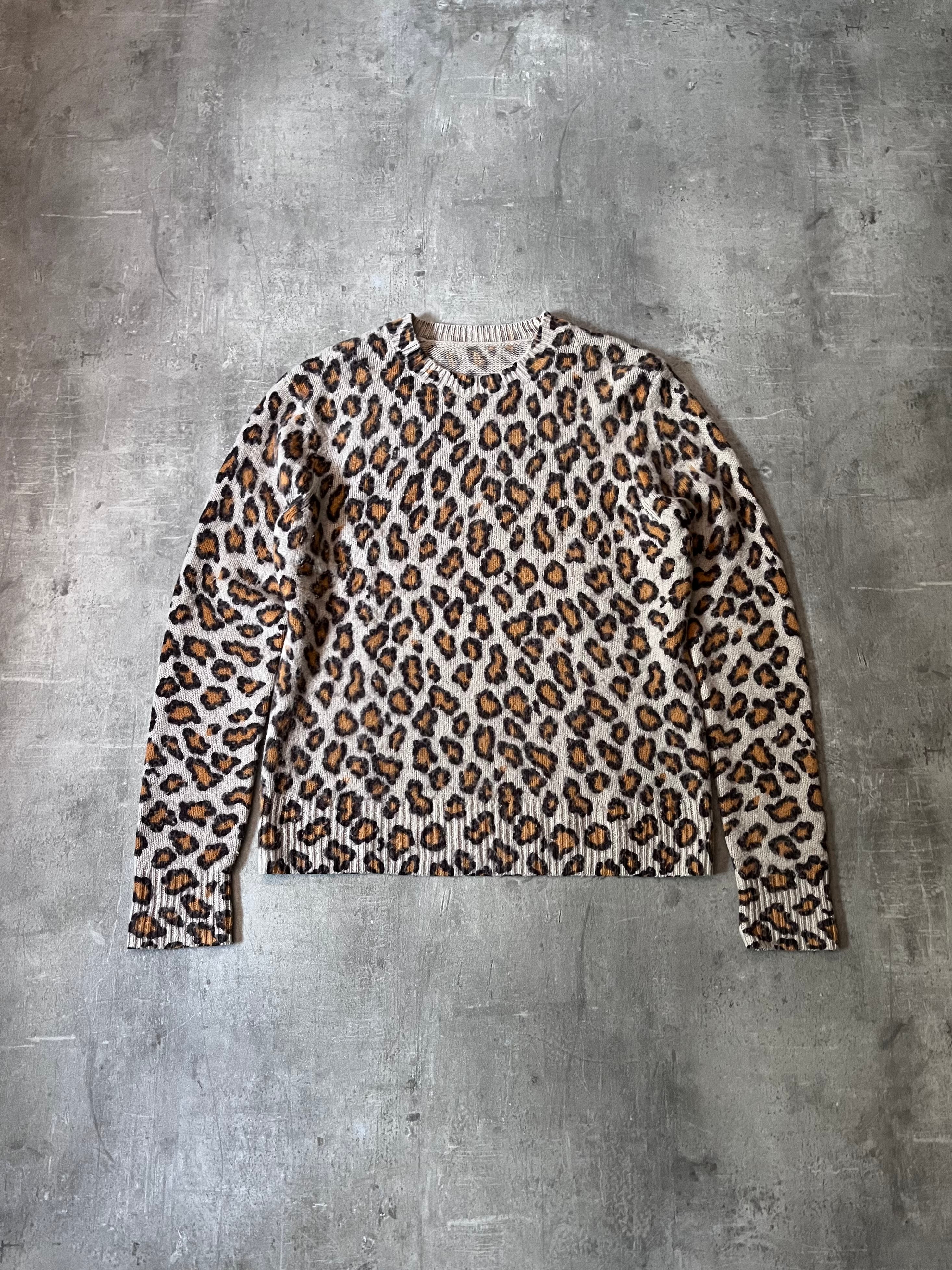 Acne Studios Peele Leopard Print Wool Cashmere Sweater Men Beige - M