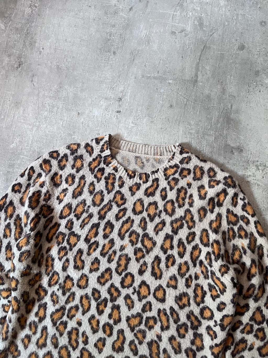 Acne Studios Peele Leopard Print Wool Cashmere Sweater Men Beige - M