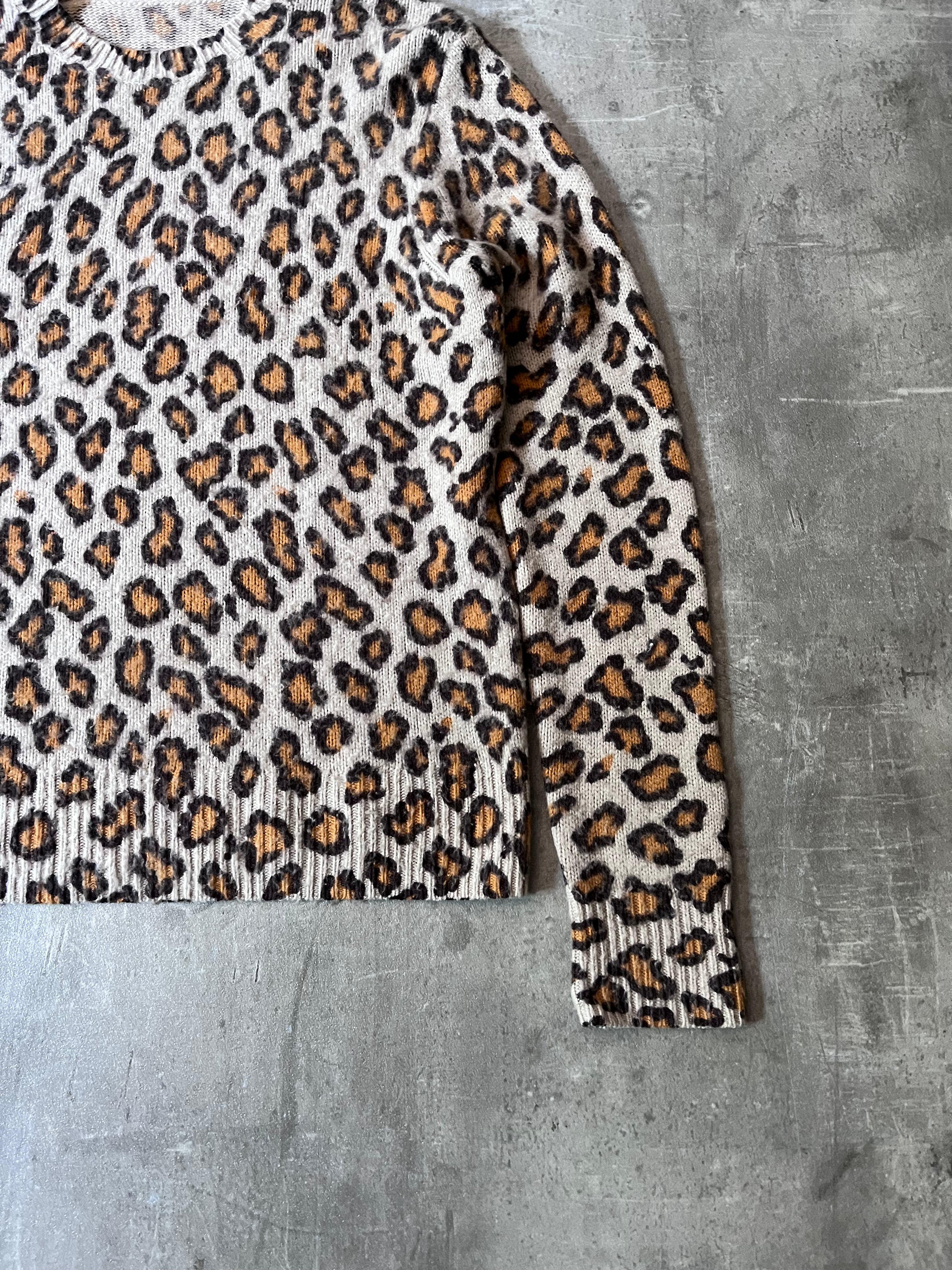 Acne Studios Peele Leopard Print Wool Cashmere Sweater Men Beige - M