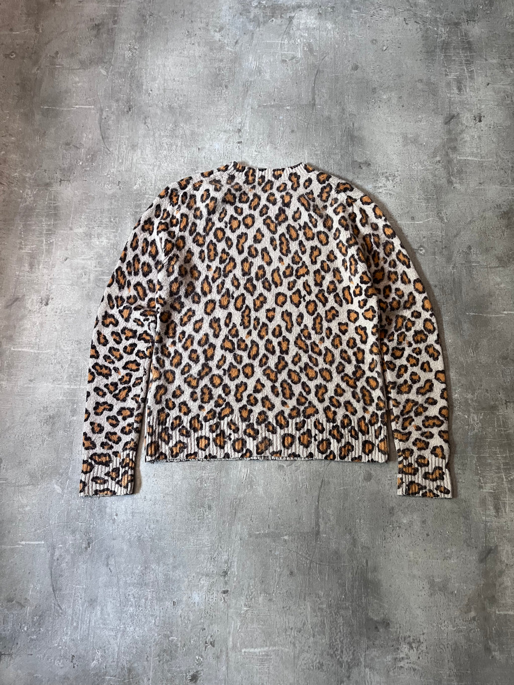 Acne Studios Peele Leopard Print Wool Cashmere Sweater Men Beige - M
